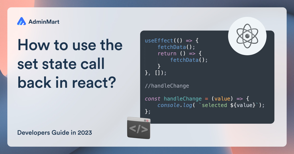 AdminMart - How to use the set state call back in react... | Facebook