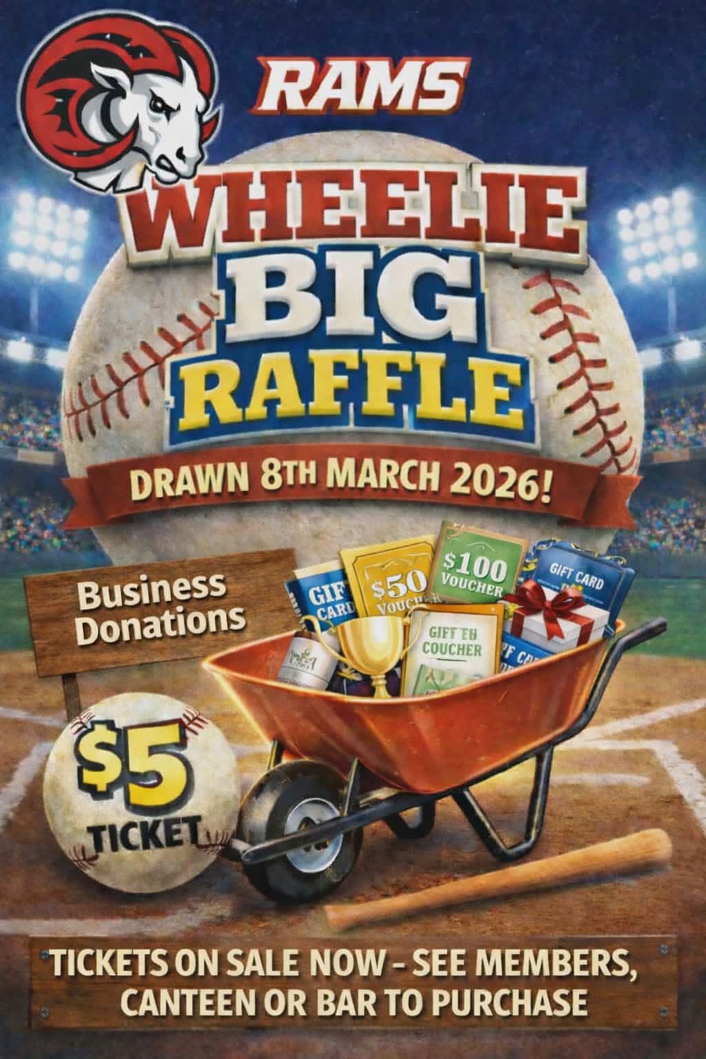 🎉 The Wheelie Big Raffle... - Rockingham Rams Baseball Club | Facebook