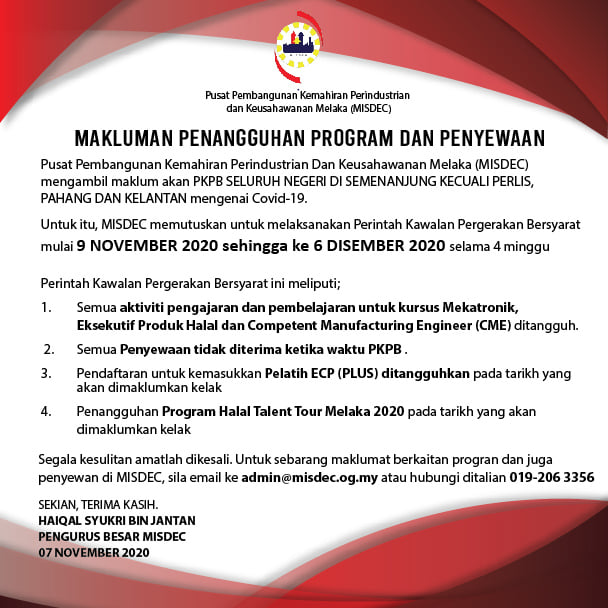 Perintah Kawalan Pergerakan Bersyarat... - Laman Rasmi Misdec | Facebook