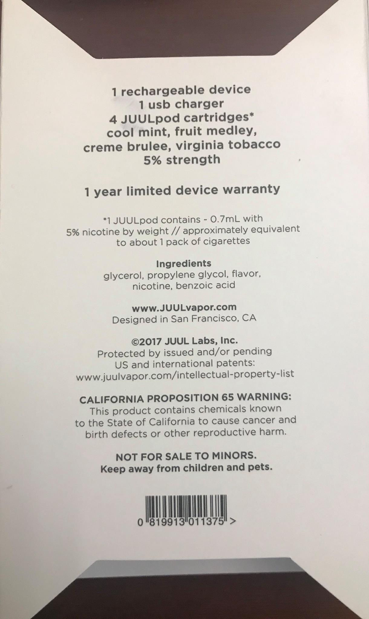 juul pods serial number looks like a USB flash drive, and can even be plugged into a laptop to charge. One pod is equivalent to smoking one pack of cigarettes or 200 puffs. 