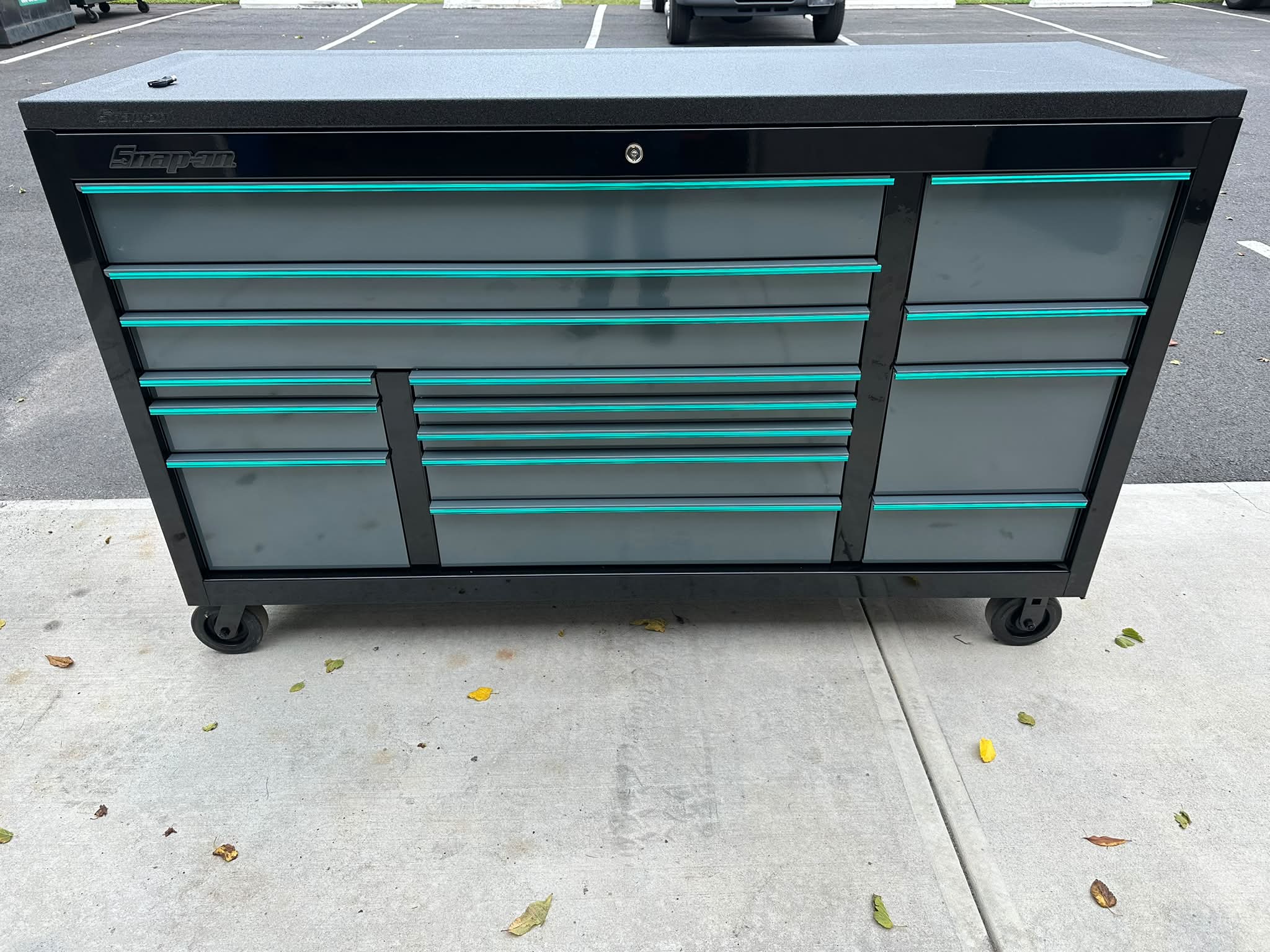 Epiq tool box with power drawer in green envy and copper