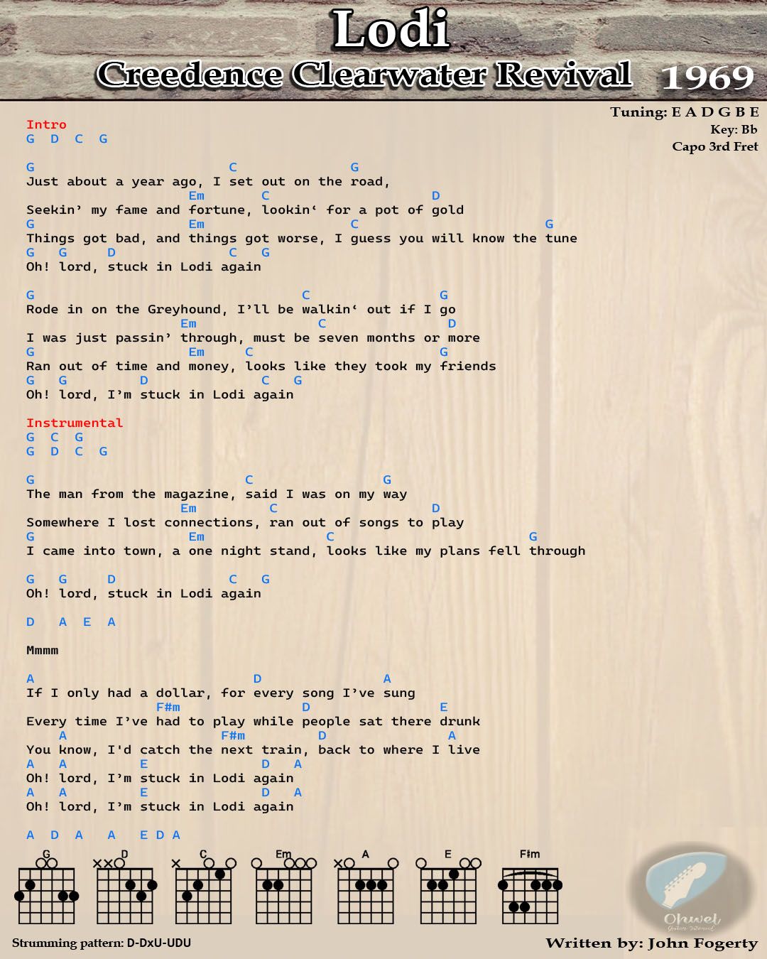 Lodi - Creedence Clearwater Revival (1969) Guitar Chords