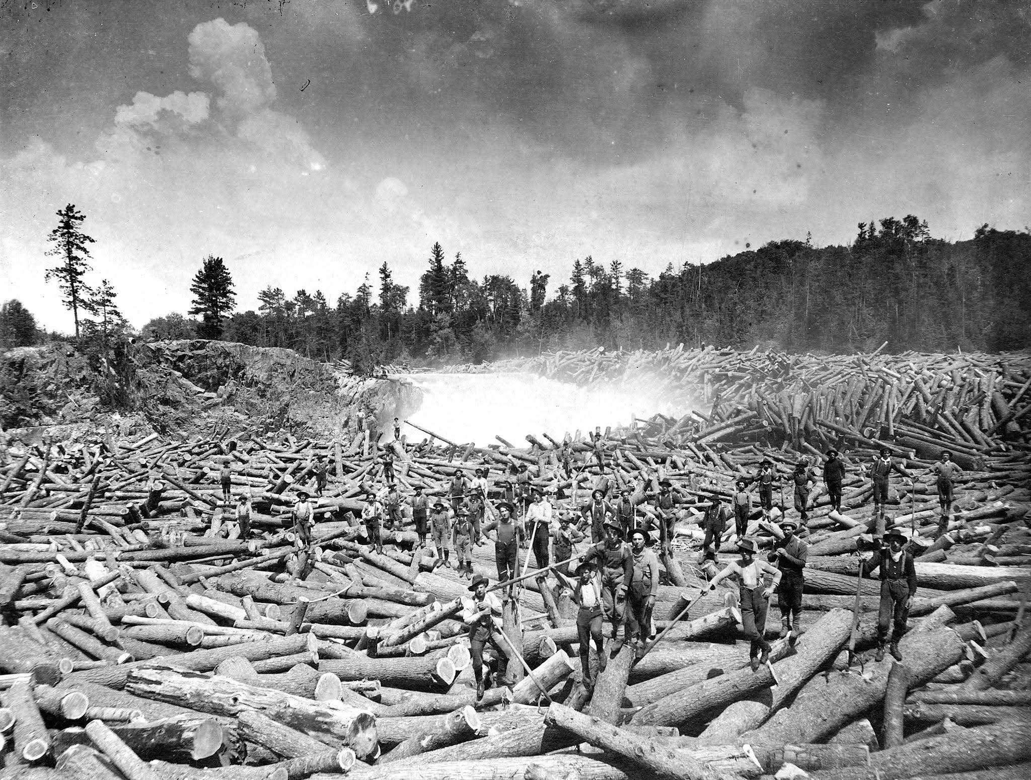 Ron - 1912 ~ Lumberjacks working a log jam on the Bull River, located ...