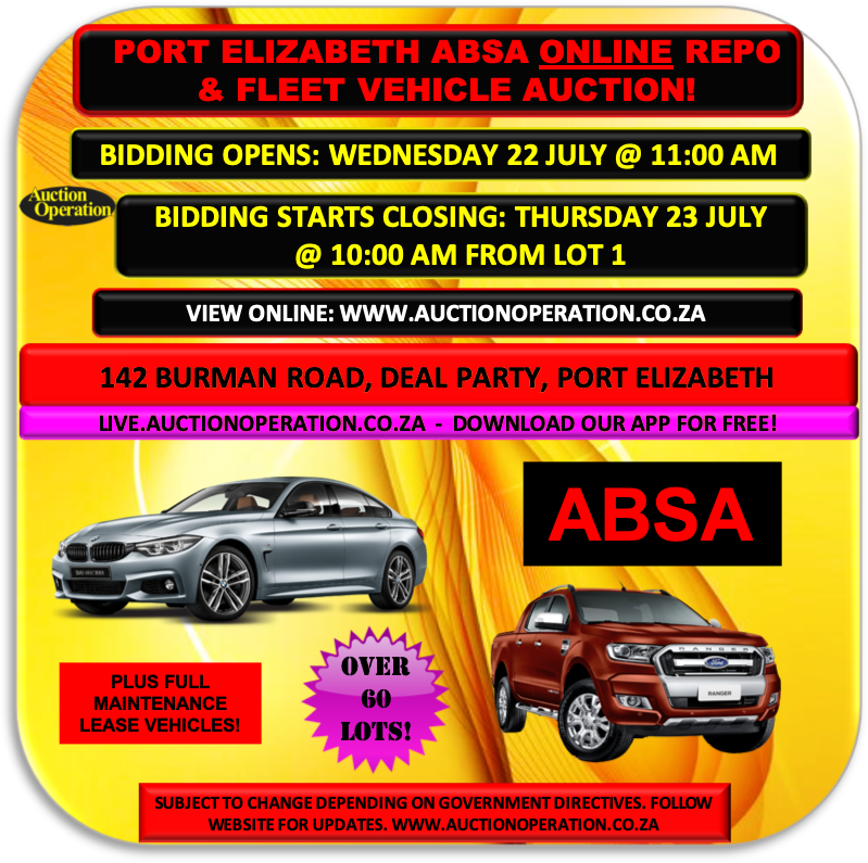 Auction - PORT ELIZABETH ABSA ONLINE REPO & FLEET VEHICLE AUCTION ...