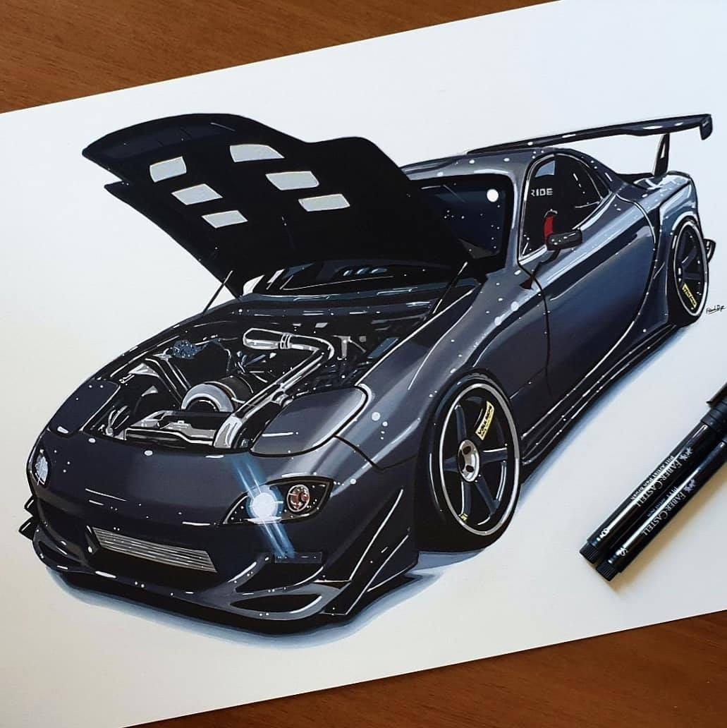 Mazda Rx7 - Car Drawing by Floridi Diego | Facebook