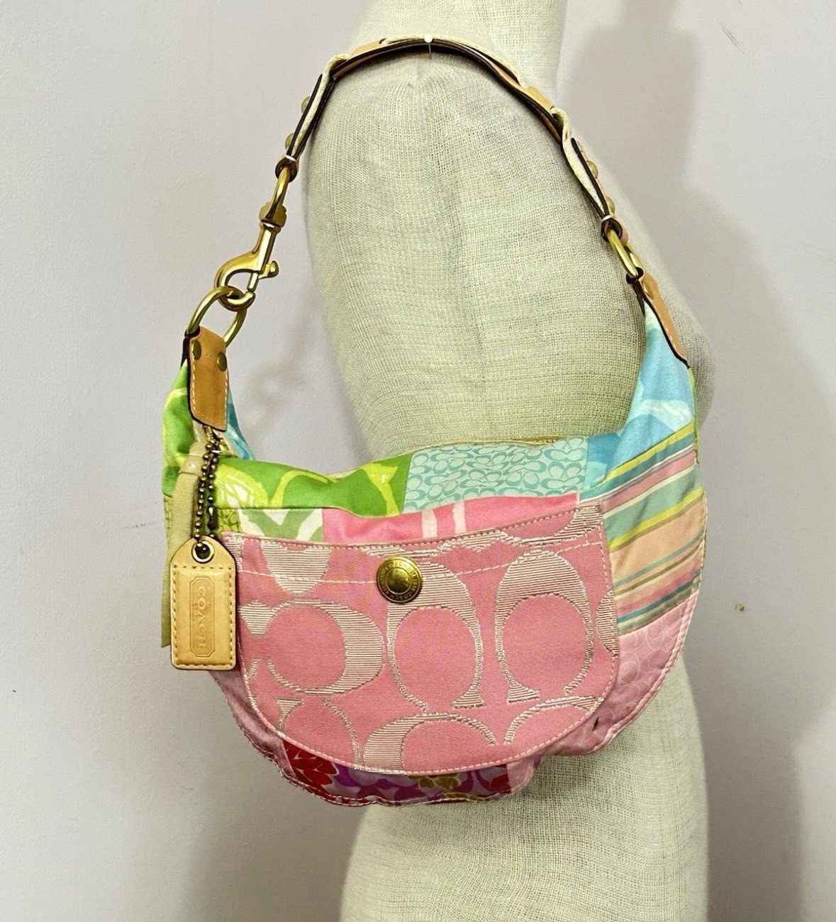 2005 Vintage Coach Limited Edition Holiday Patchwork Shoulder 