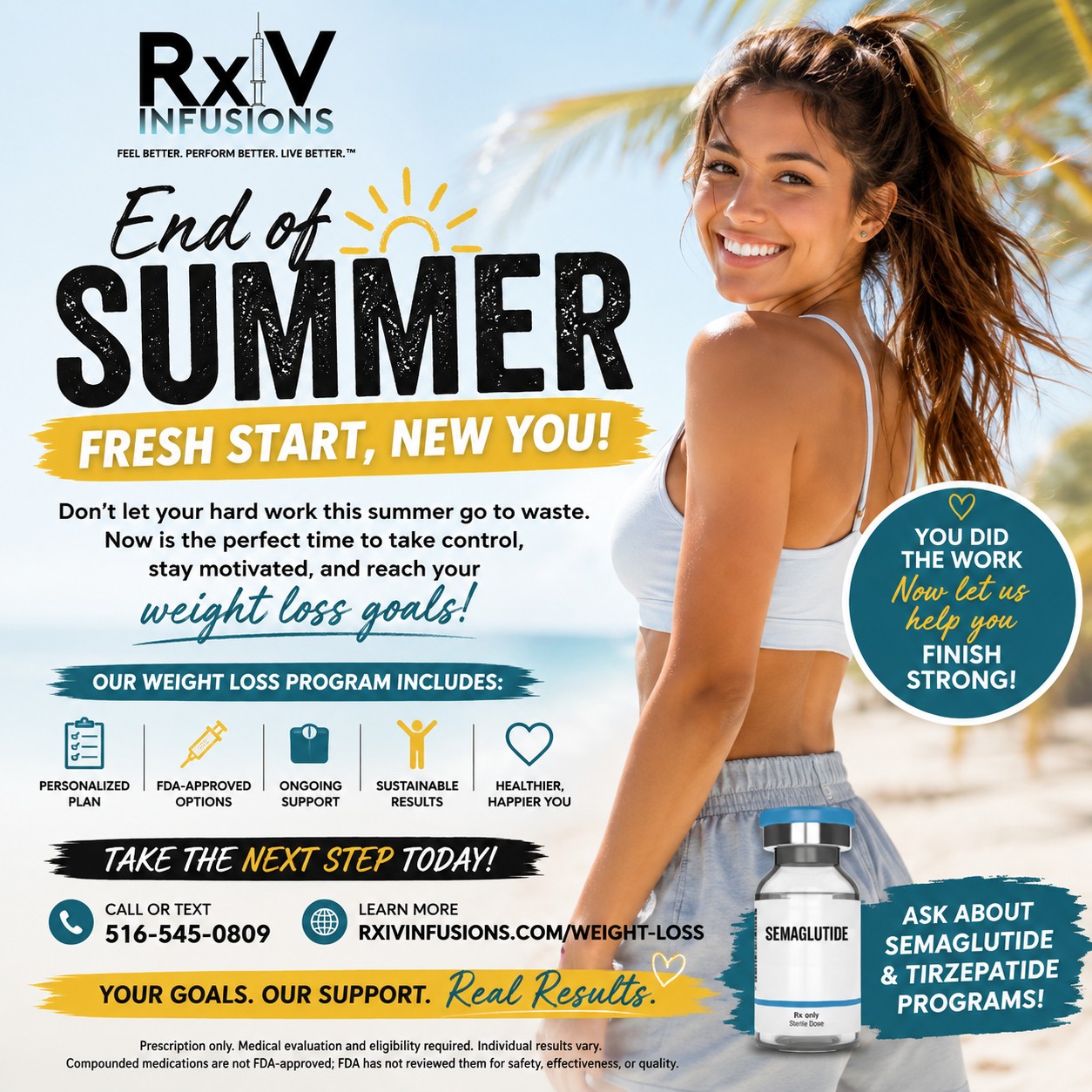 ☀️ END OF SUMMER. FRESH START. NEW YOU. ⚖️✨ Summer may be winding down, but your weight-loss journey doesn't have to! Fall is the perfect time to refocus, reset your routine, and