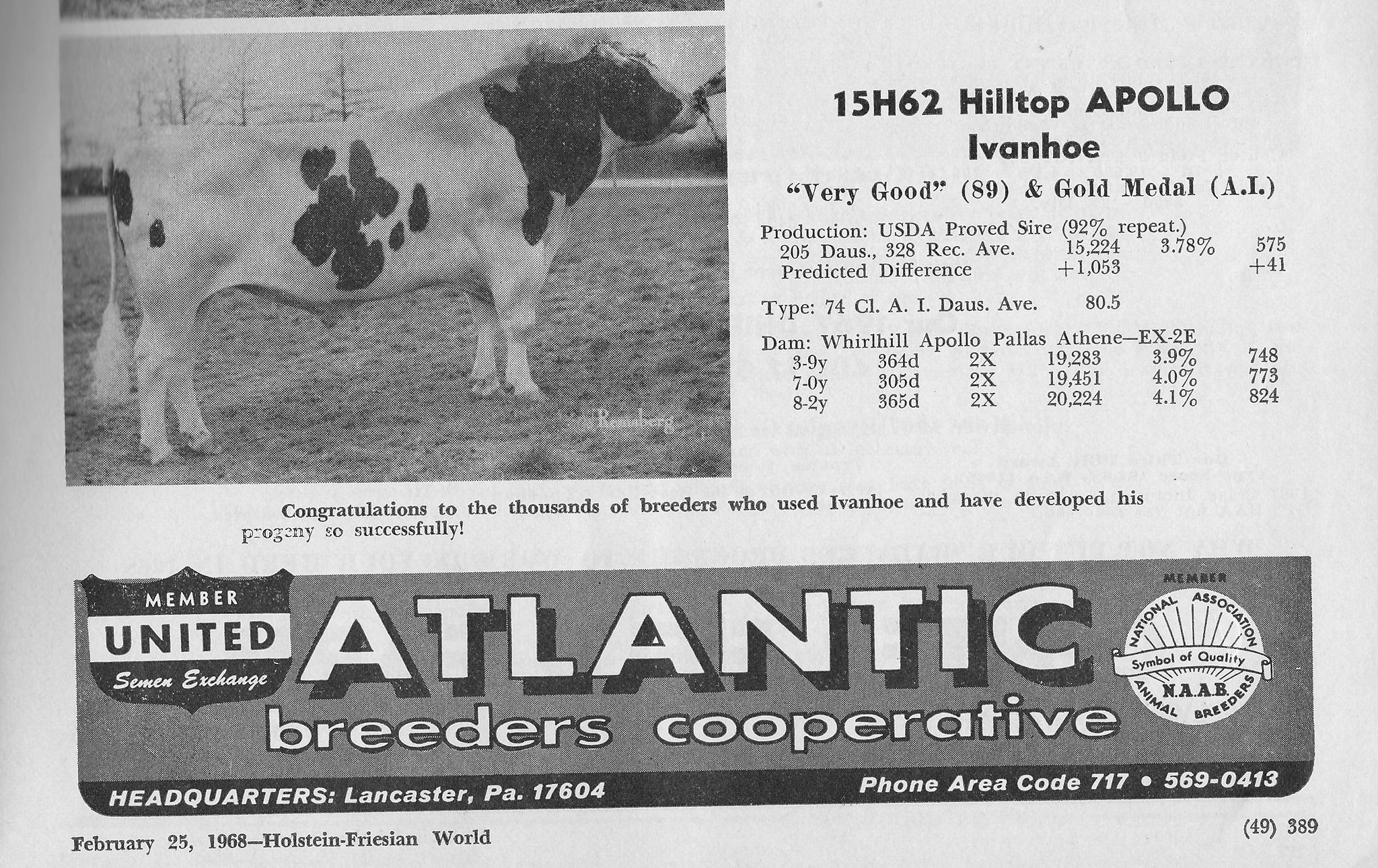 Legendairy - WWS Boots Apollo EX-91 b. 12/25/1976 was sired by Hilltop ...