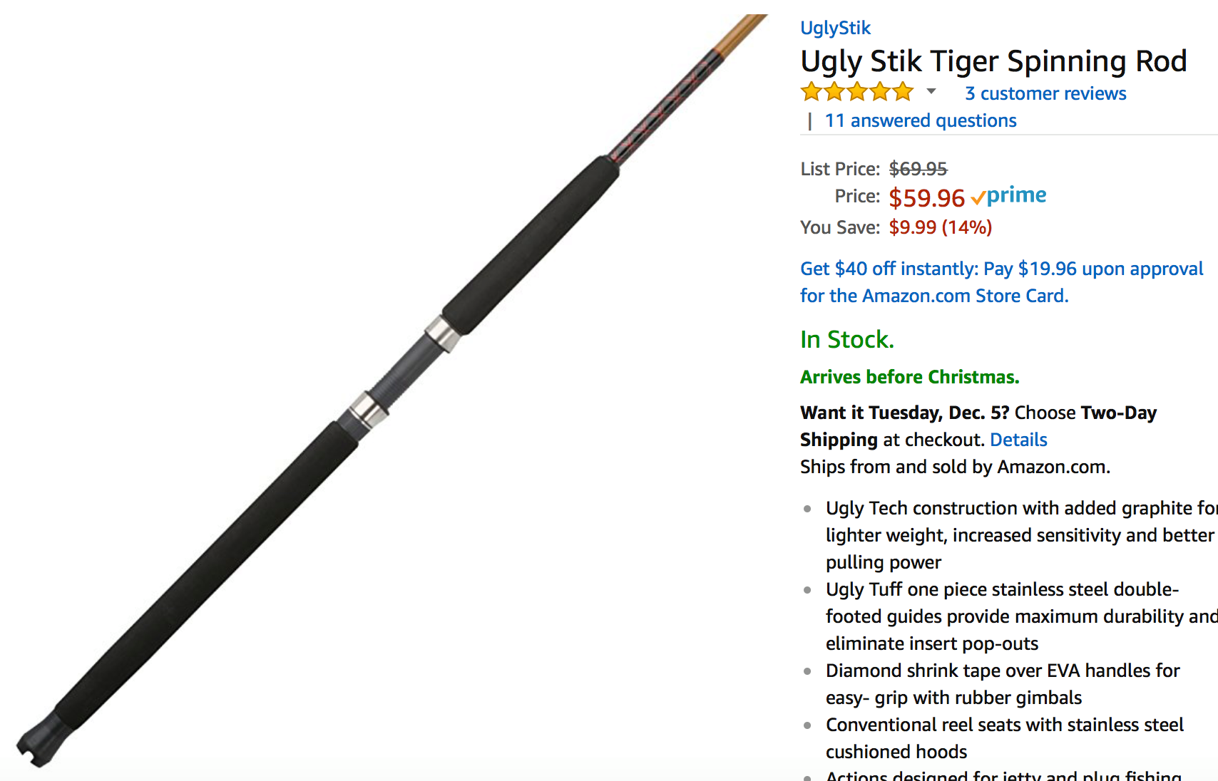 amazon ugly stik rods Looks like Tiger are on sale on Amazon! Here is the link if your interested. Im looking for a home for the Reel I found at a garage sale Bite Me - Hook Shakespeare Ugly Stik Elite Color:Cabbage FISHING ACCESSORIES