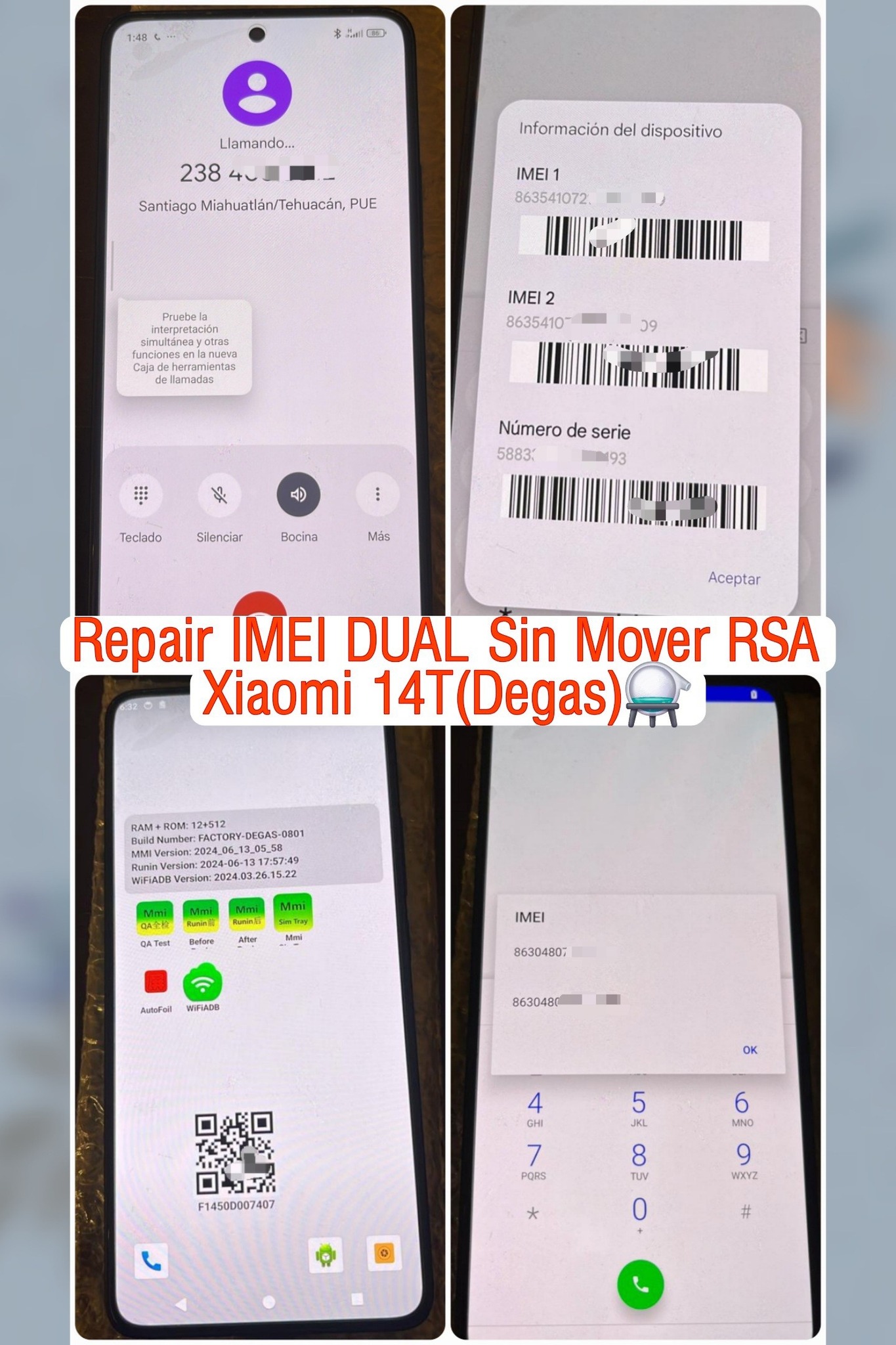 German - Repair Imei DUAL Sin Mover RSA Xiaomi 14T(Degas) HyperOS2 🤟🏼 ...