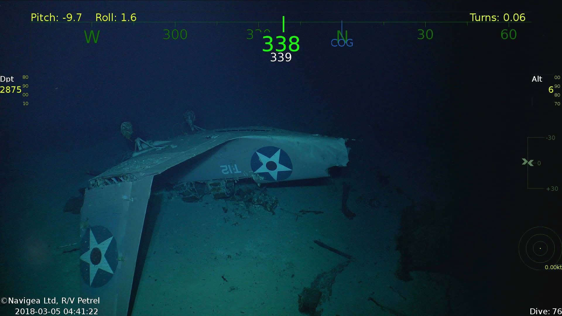 World - Aircraft wrecks from USS Lexington CV-2, sunk after the Battle ...