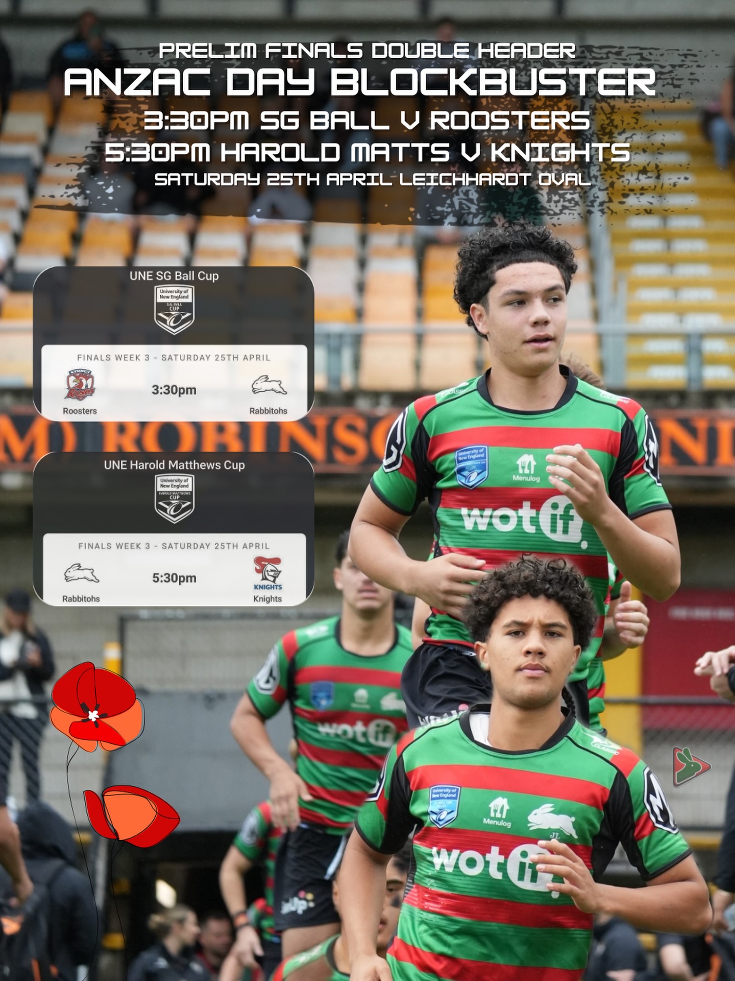 ANZAC DAY RABBITOHS PRELIM DOUBLE HEADER BLOCKBUSTER Finals footy 