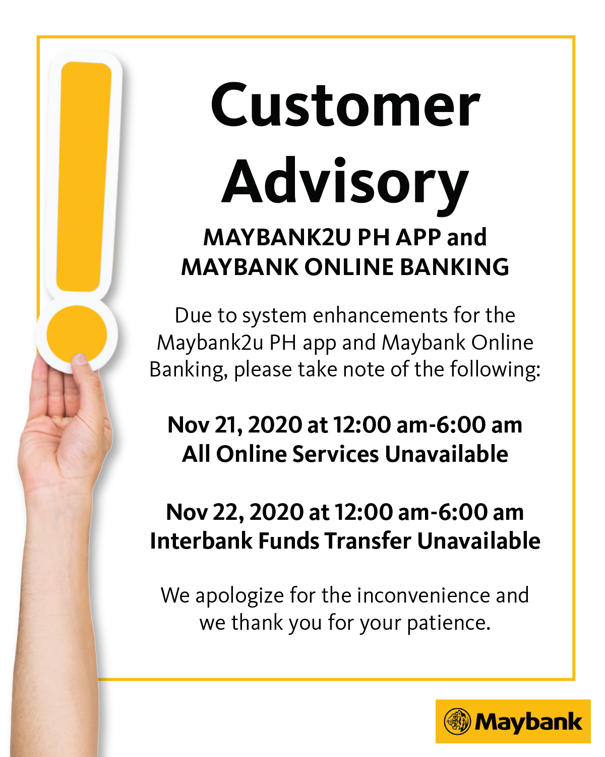 Maybank Please Take Note Of The Following Maybank2u Ph Facebook