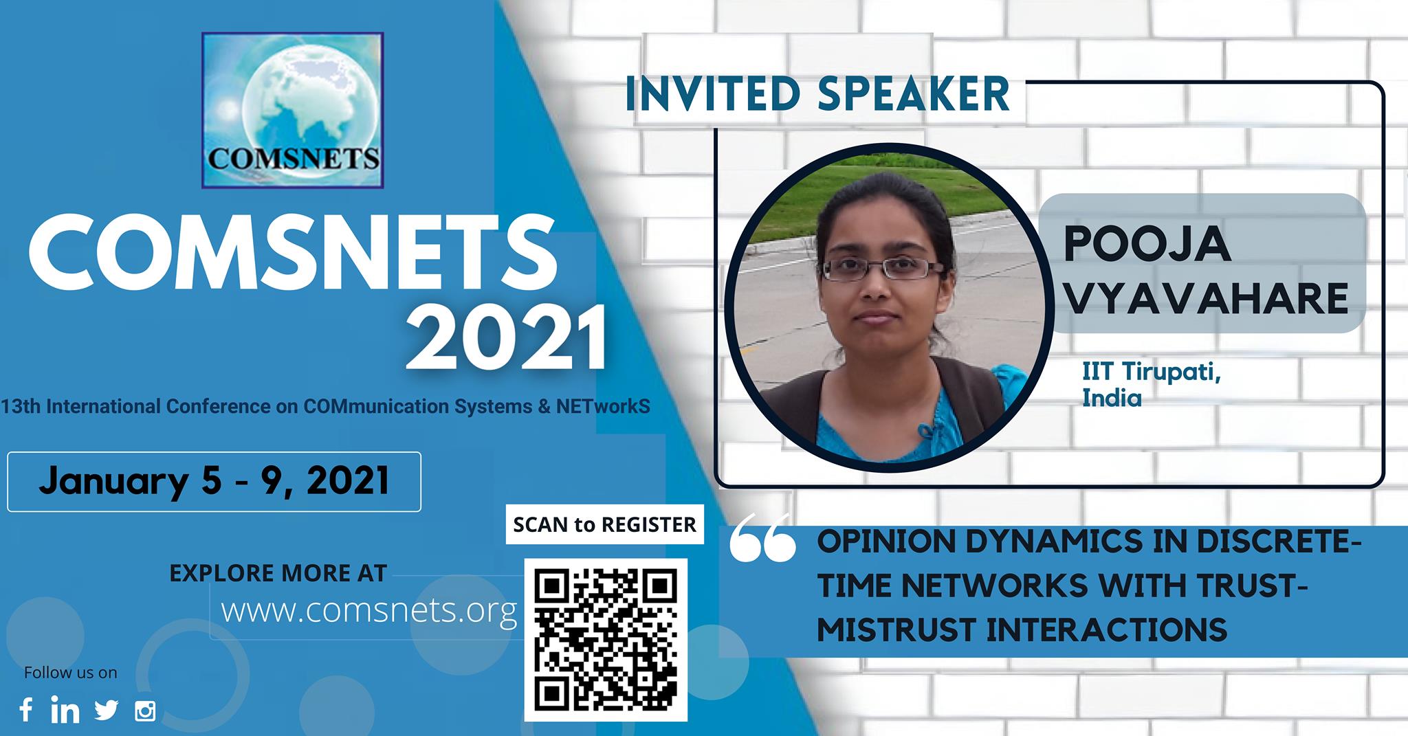 COMSNETS - COMSNETS 2021 : INVITED SPEAKERS We are...