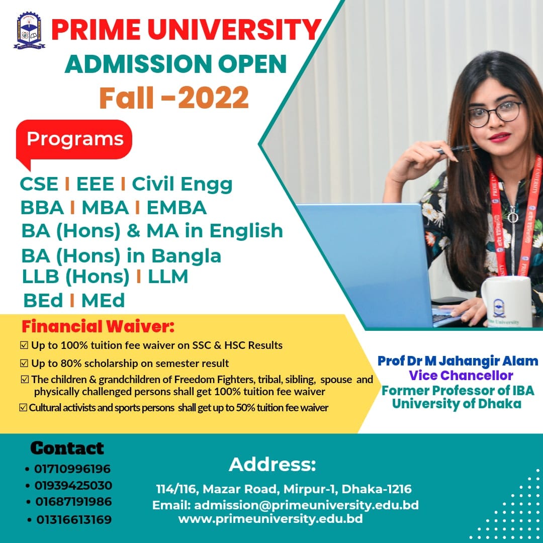 Admission Open Fall Semester -2022 ... - Prime University