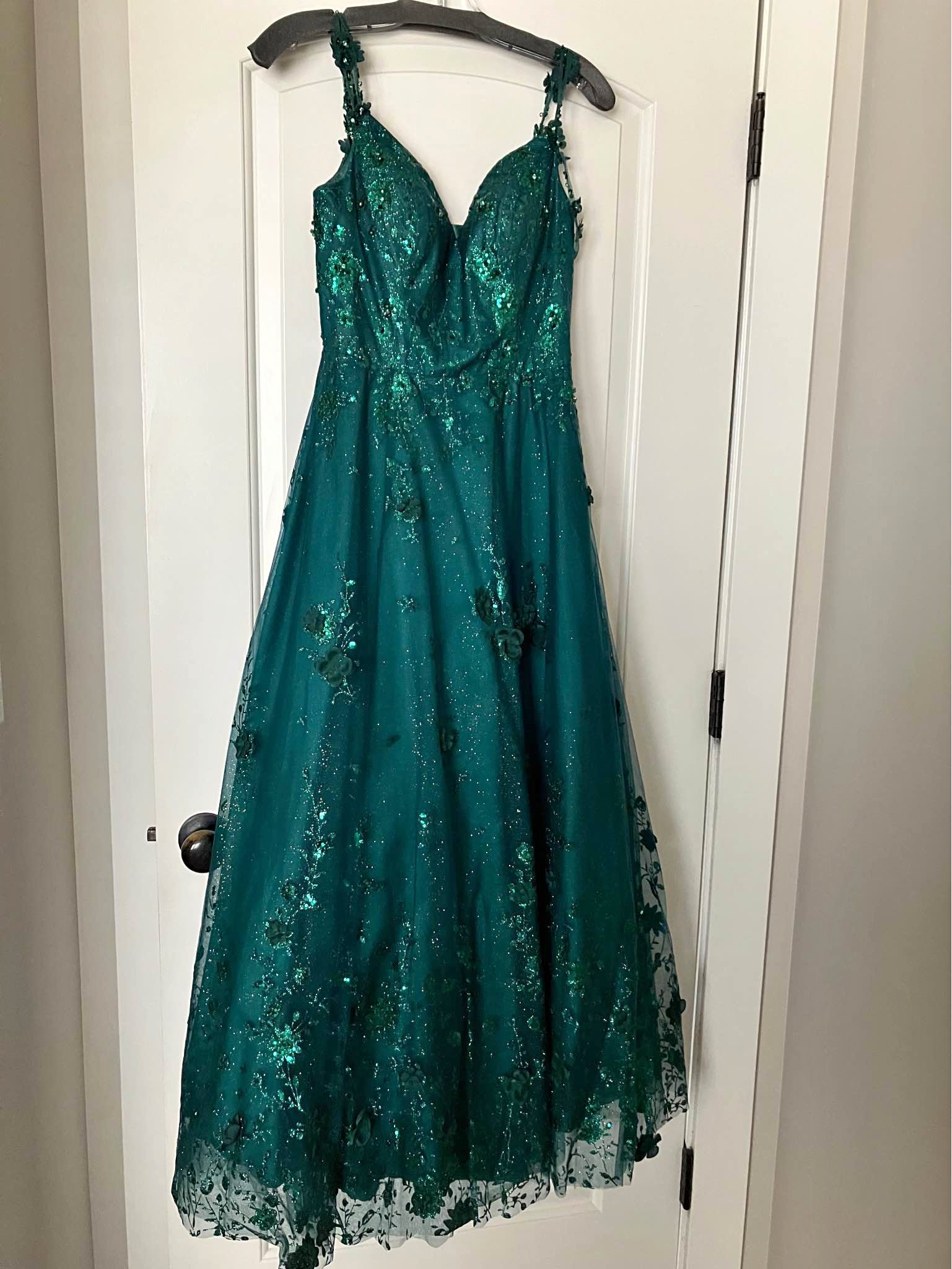 open lace back dress ASHLEYlauren 11236 Strapless Floral Sequin Gown