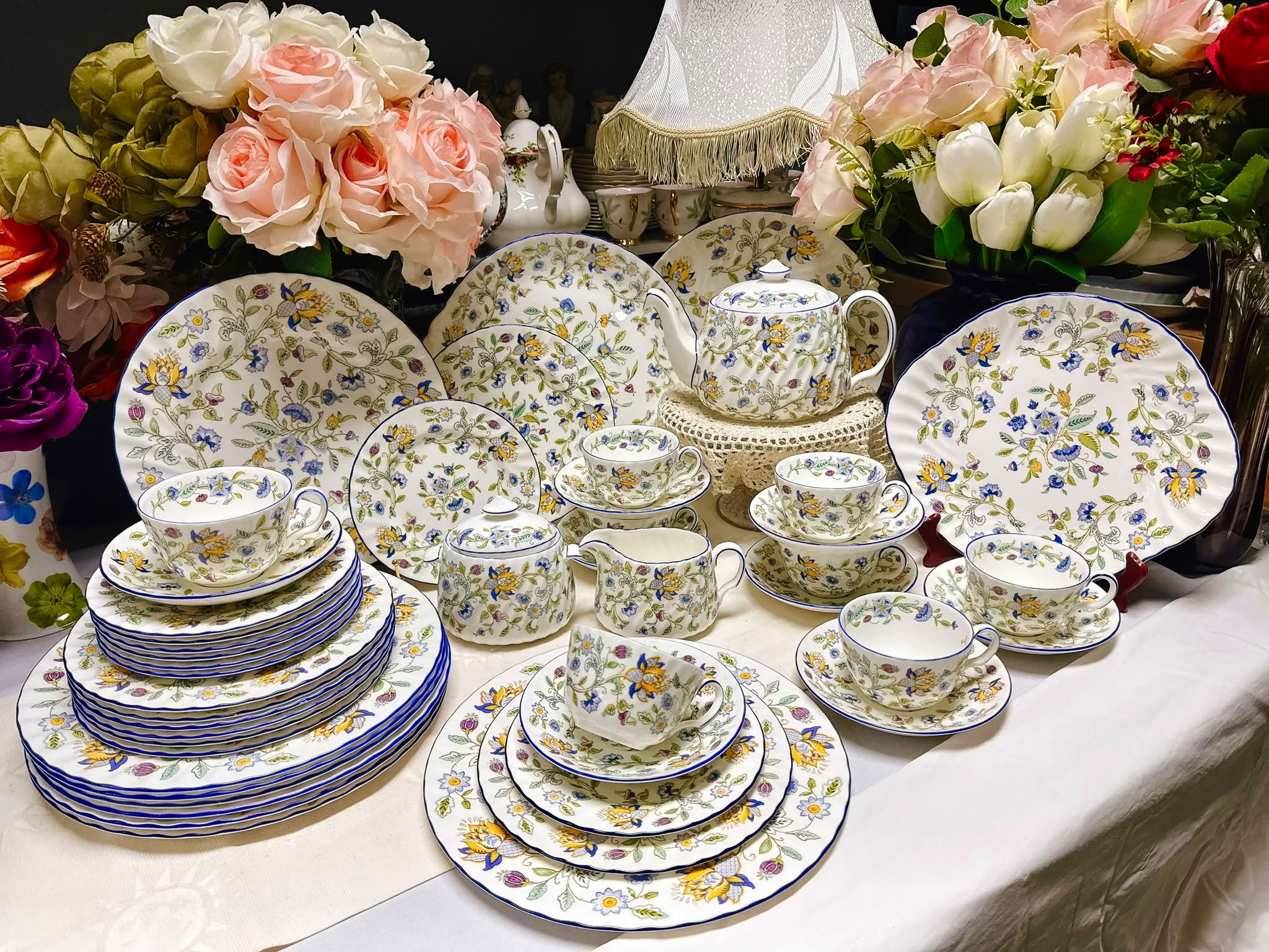 🌺SOLD🌺 Minton Haddon Hall - Blue Edge Dinner Set Service for 8