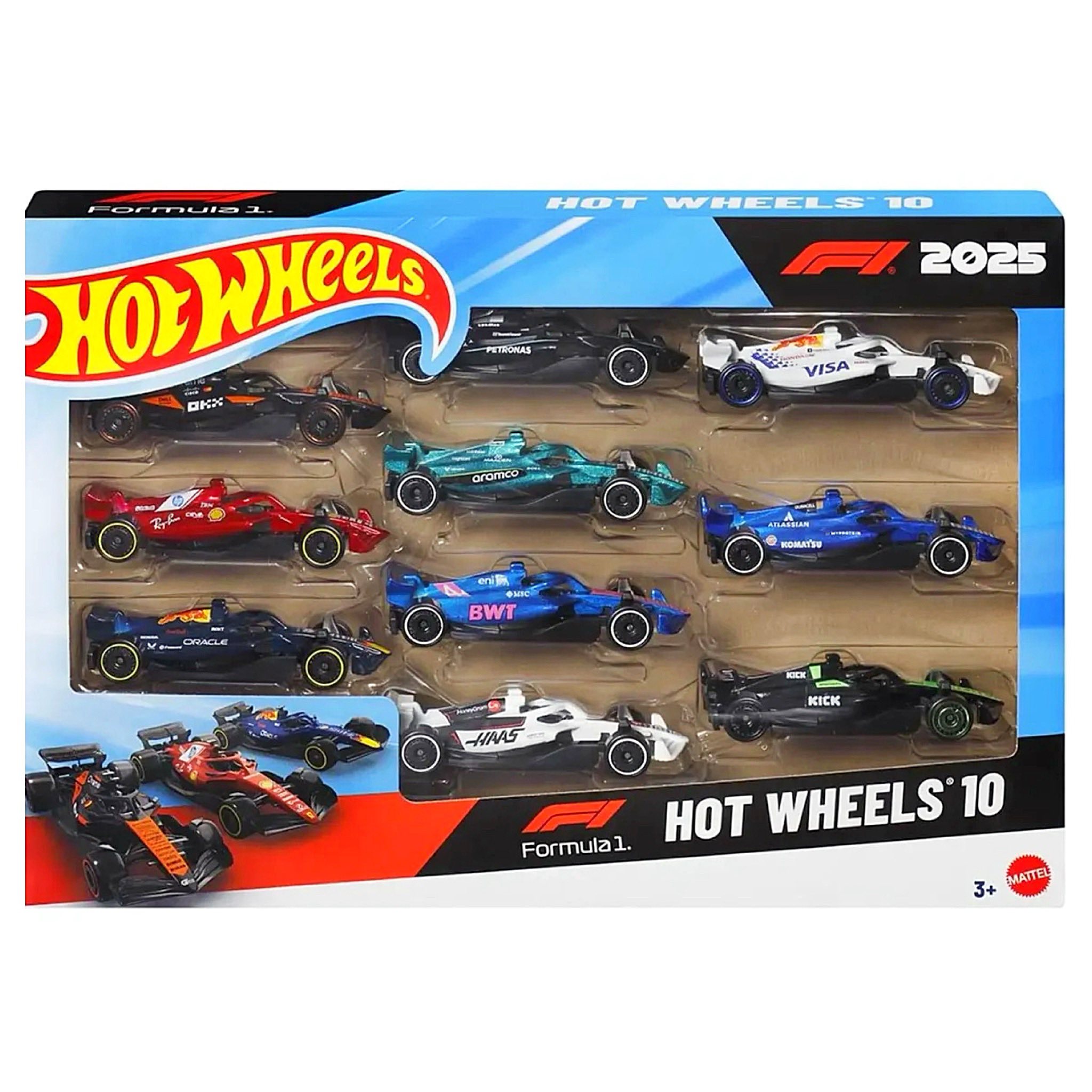 Hot Wheels 2025 Formula 1 10-pack die-cast cars
