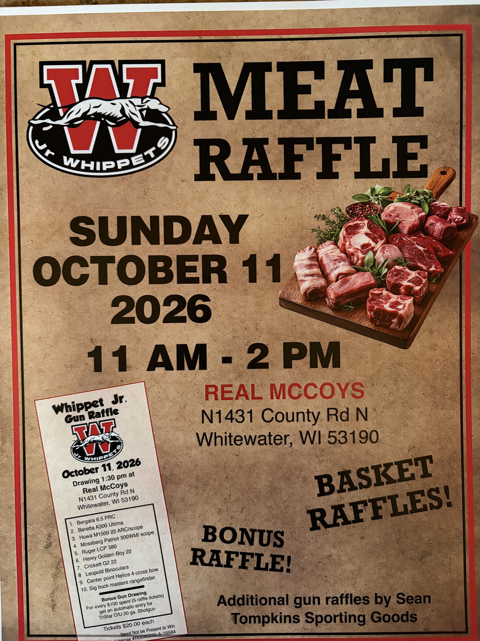 Jr. Whippet Meat/Gun raffle