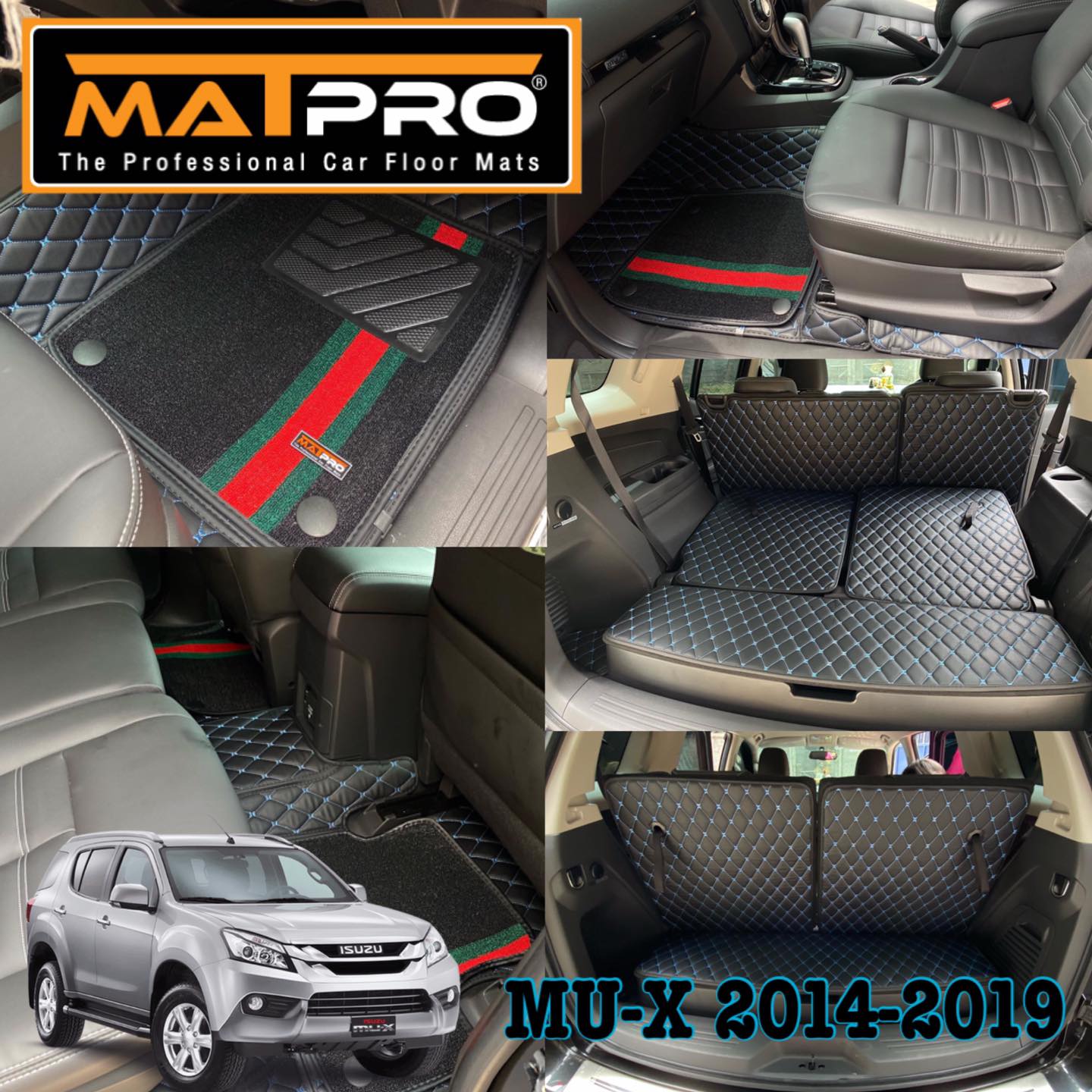 MatPro Thailand - พรม 7D MU-X 2014-2019 ดำด้ายฟ้า...