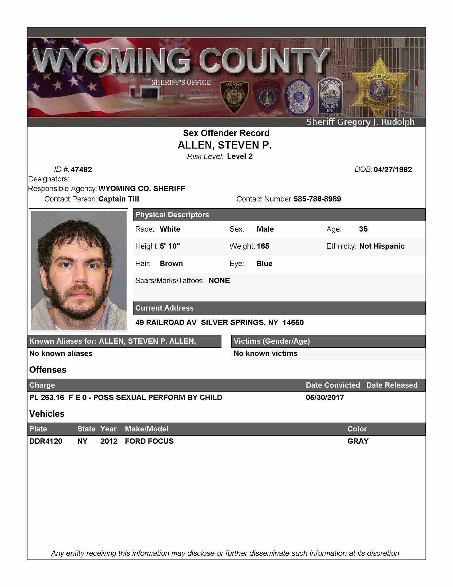 LEVEL 2 SEX OFFENDER-... - Wyoming County Sheriff's Office | Facebook
