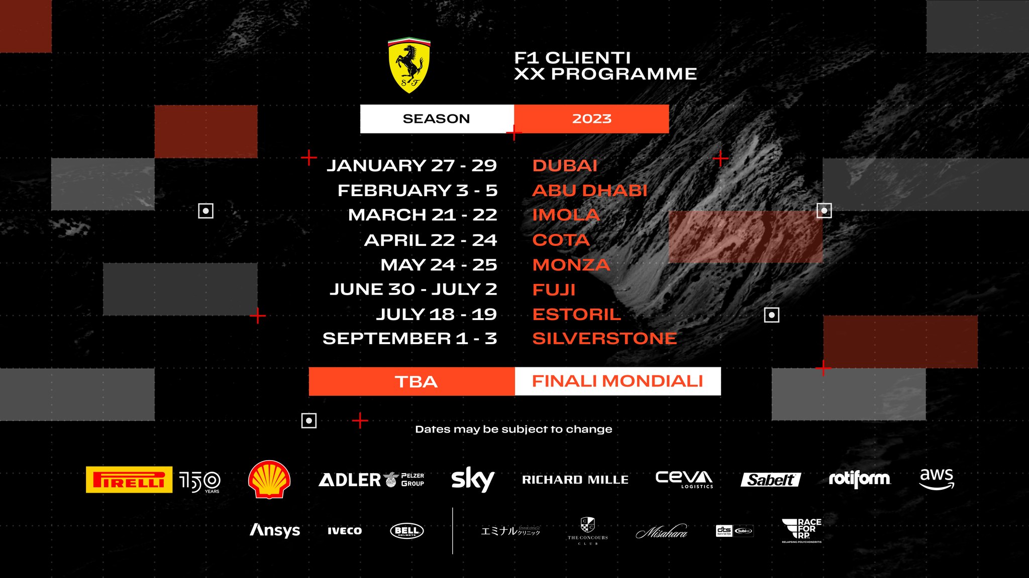 Updated schedule for Ferrari Corse Clienti on Thursday and Friday 