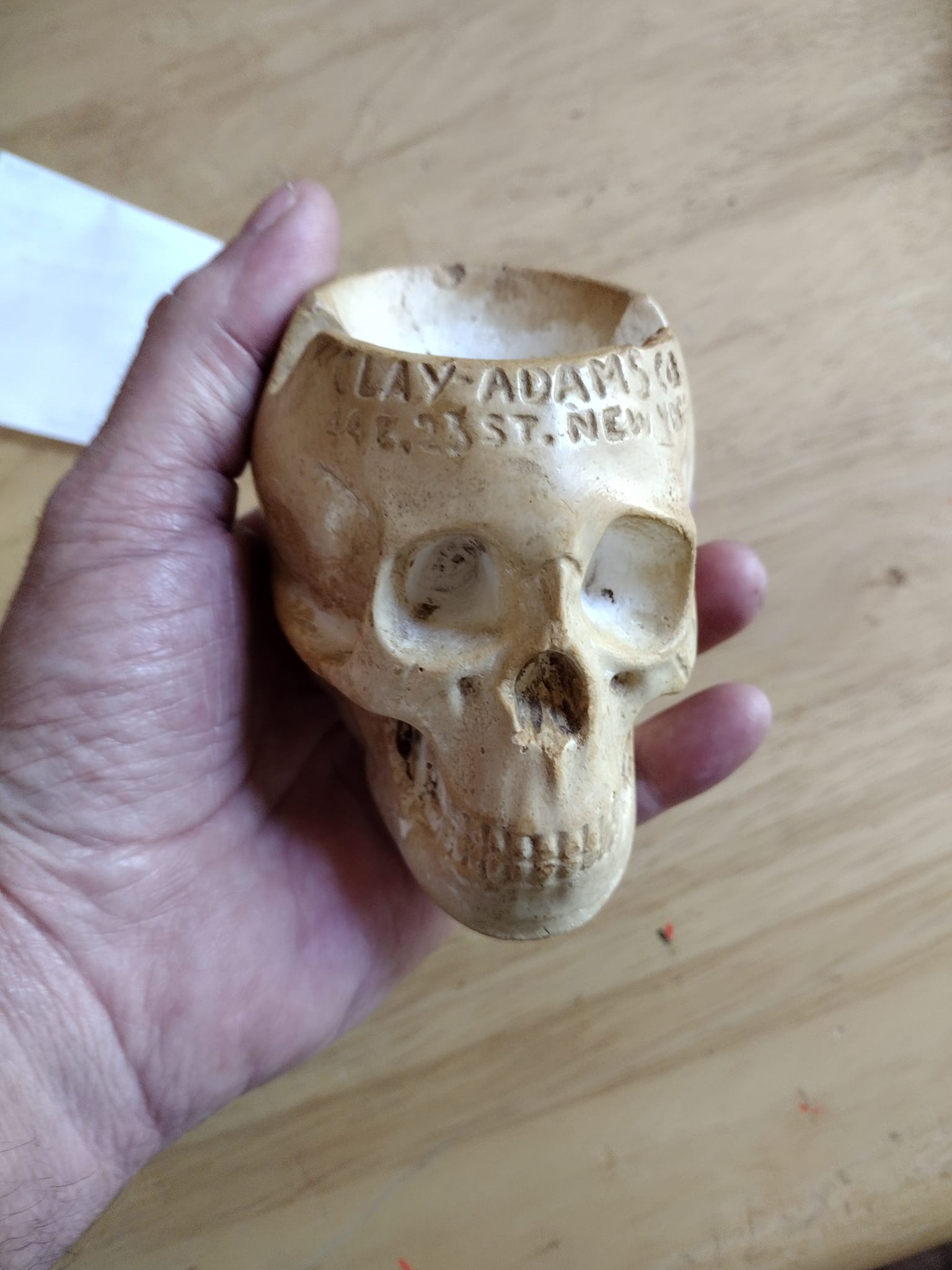Antique 1910's chalk ware skull ashtray 💀🔥💨
