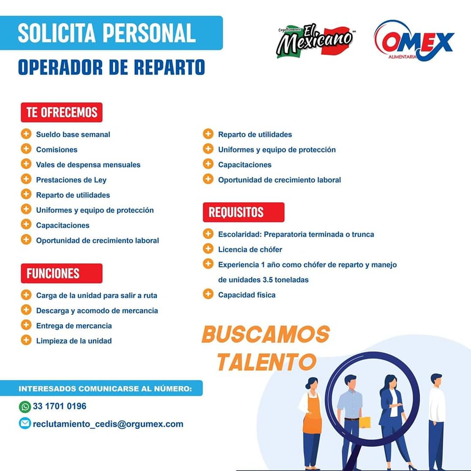 Estamos contratando La empresa... - OMEX Reclutamiento | Facebook