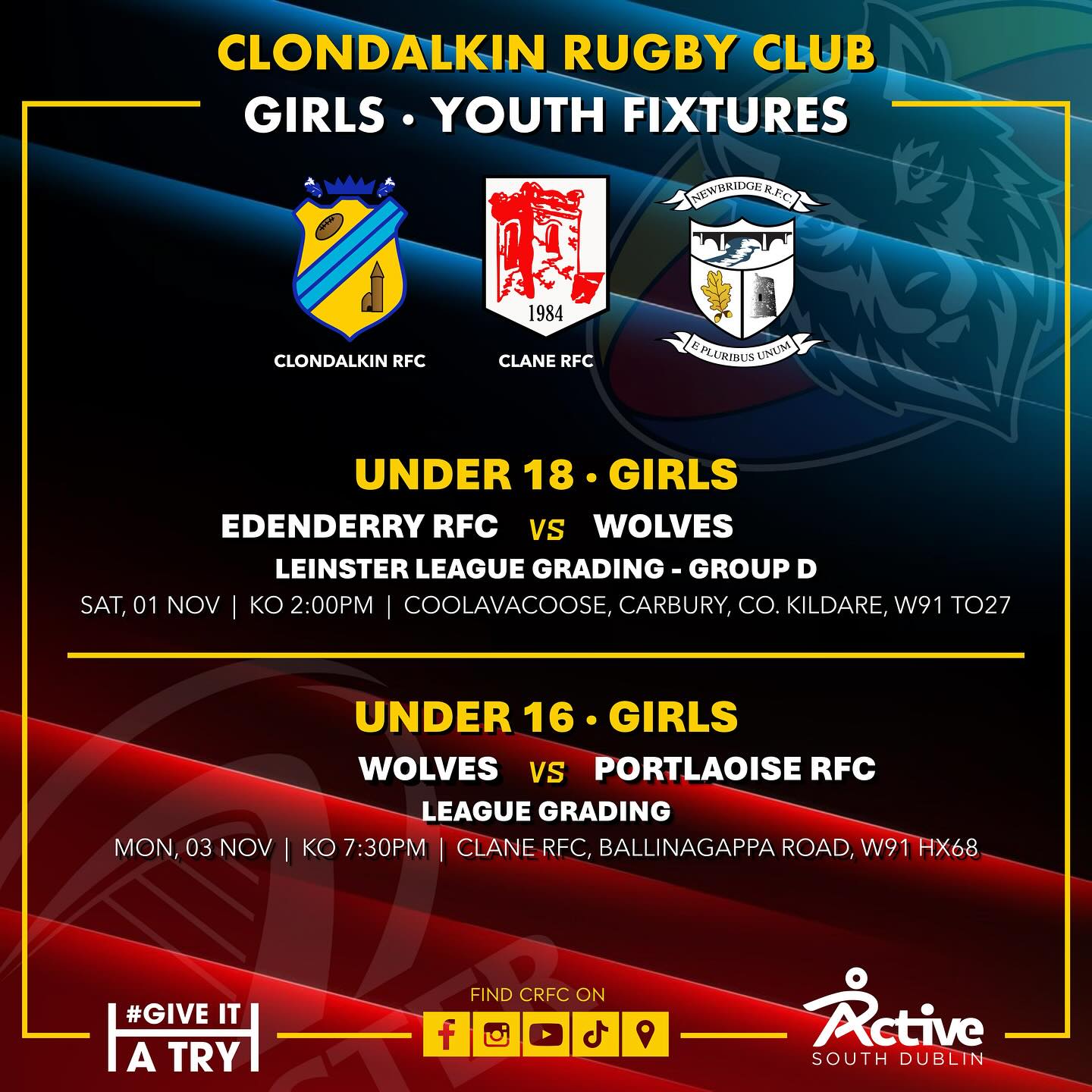 Clondalkin - A big away win for our #CRFC @Wolves u16s 💛💙 | Facebook