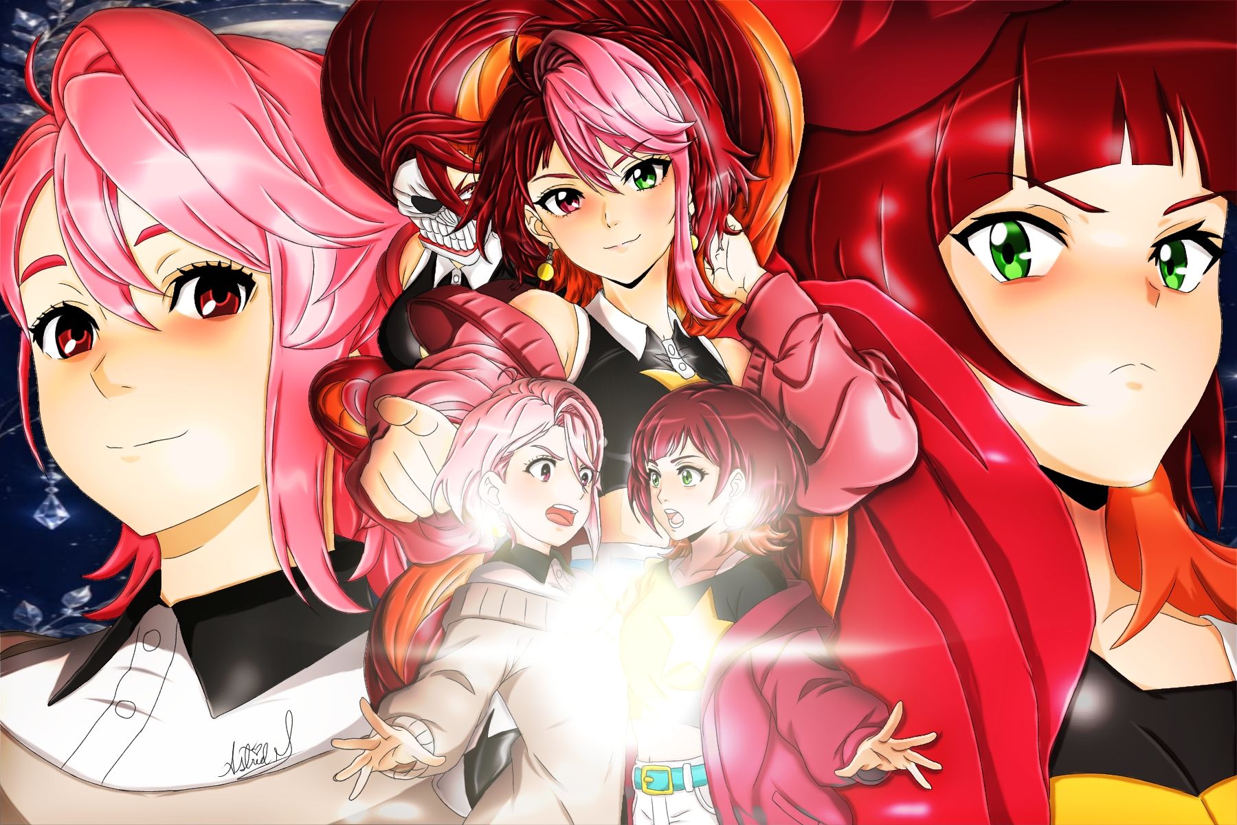 Momo, Aira, Vamola y Rin አ だし B አለወራል س ハモラ 轻獸 毛モ