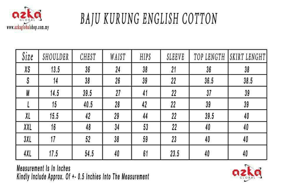 Azka Collection Ukuran Baju Kurung English Cotton Stay Tune Akan Direleasekan Bila2 Masa Youalls Cek Betul2 Saiz Ye Raikan Syawal Dengan Penuh Keriangan Dengan Koleksi Lebaran From Azka Global