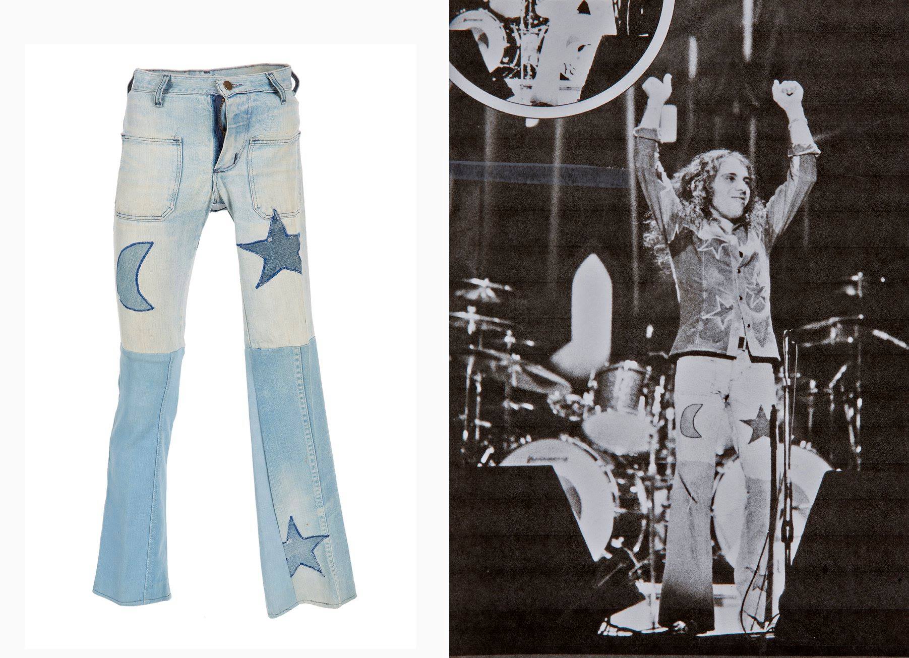 Ronnie - Moon and stars patchwork jeans worn extensively on stage