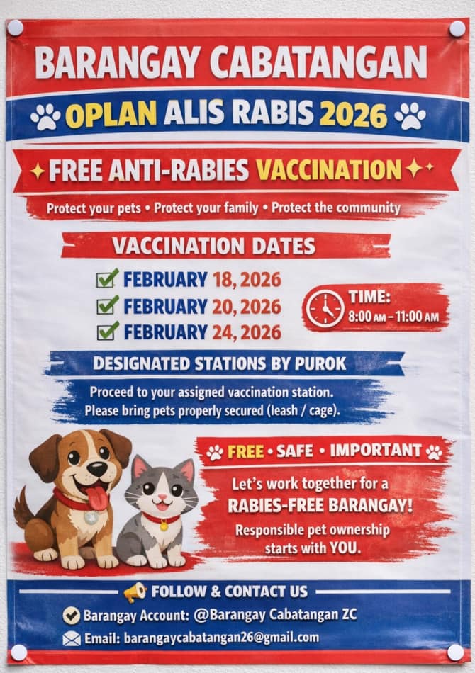 Barangay - BARANGAY CABATANGAN OPLAN ALIS RABIS 2026 FREE ANTI-RABIES ...
