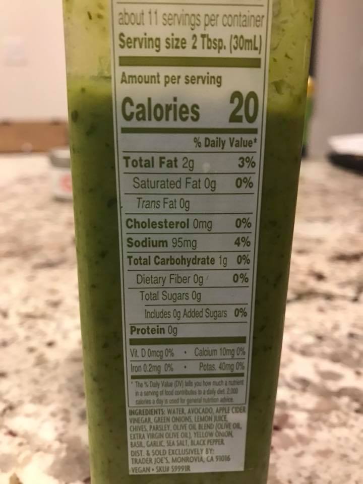 green goddess salad dressing trader joe's nutrition review at trader joe's green goddess dressing nutrition facts