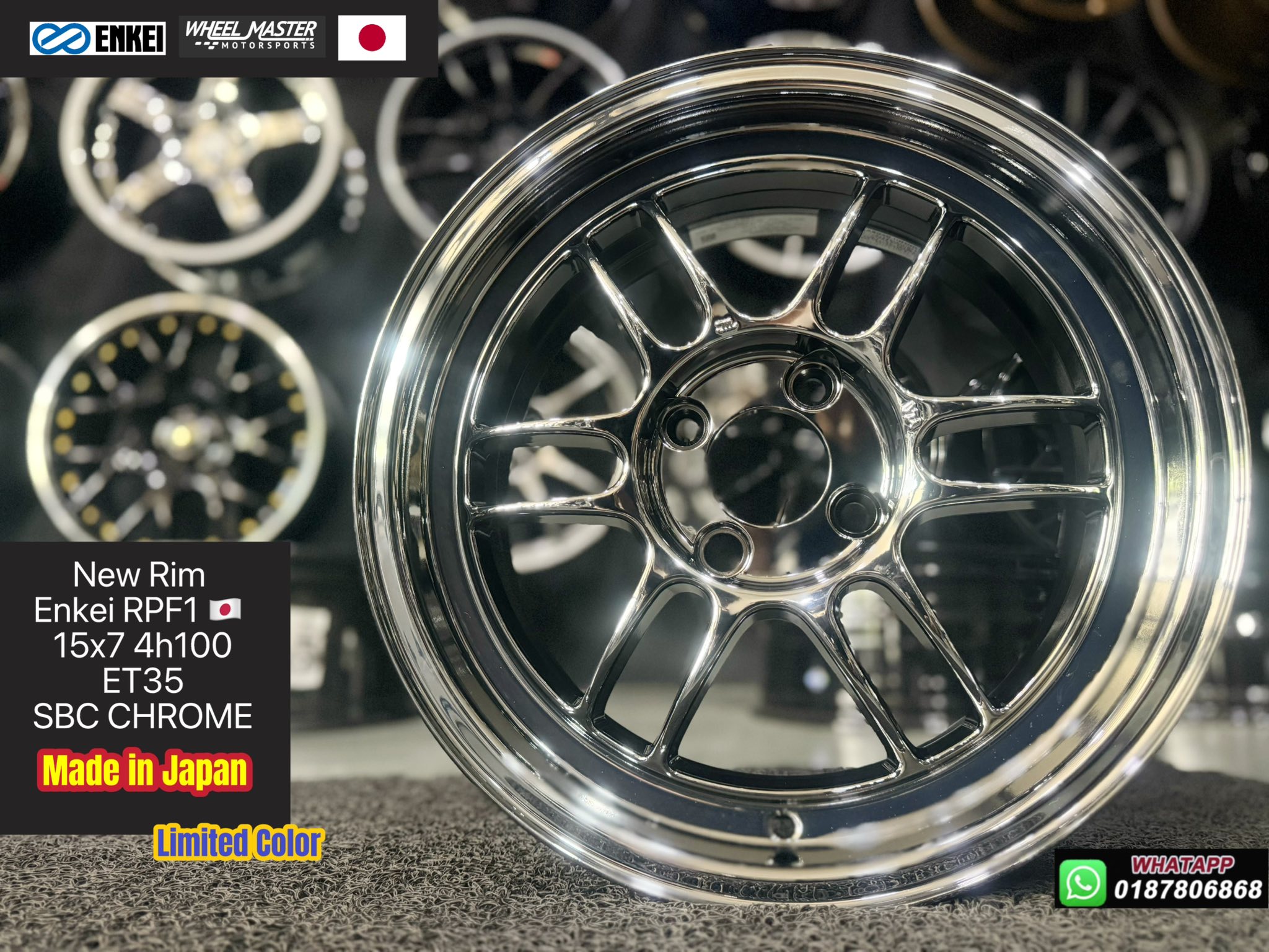 enkei Rpf1 japan 🇯🇵 Limited Color 15x7 4h100 ET35 SBC CHROME