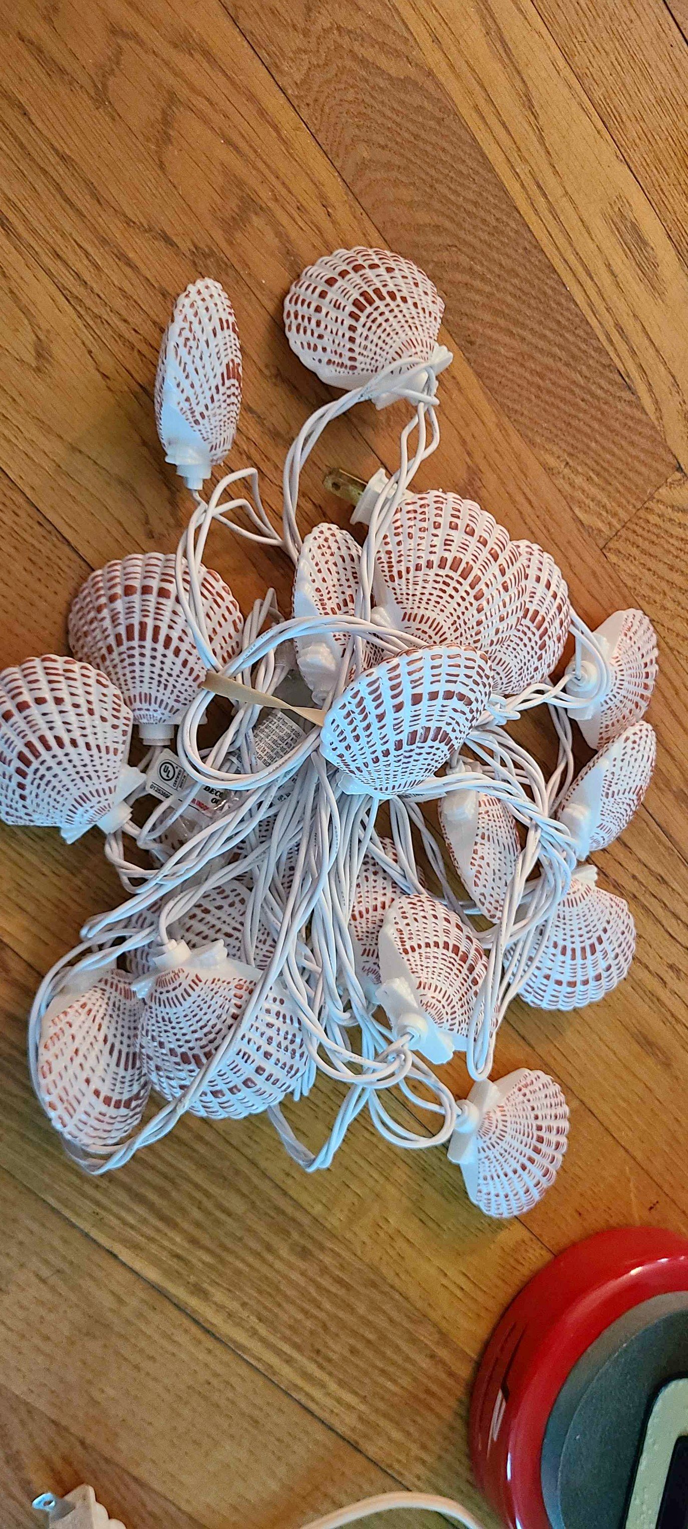 Scallop shell string lights 10set of 2, summer time, beach party, patio ...