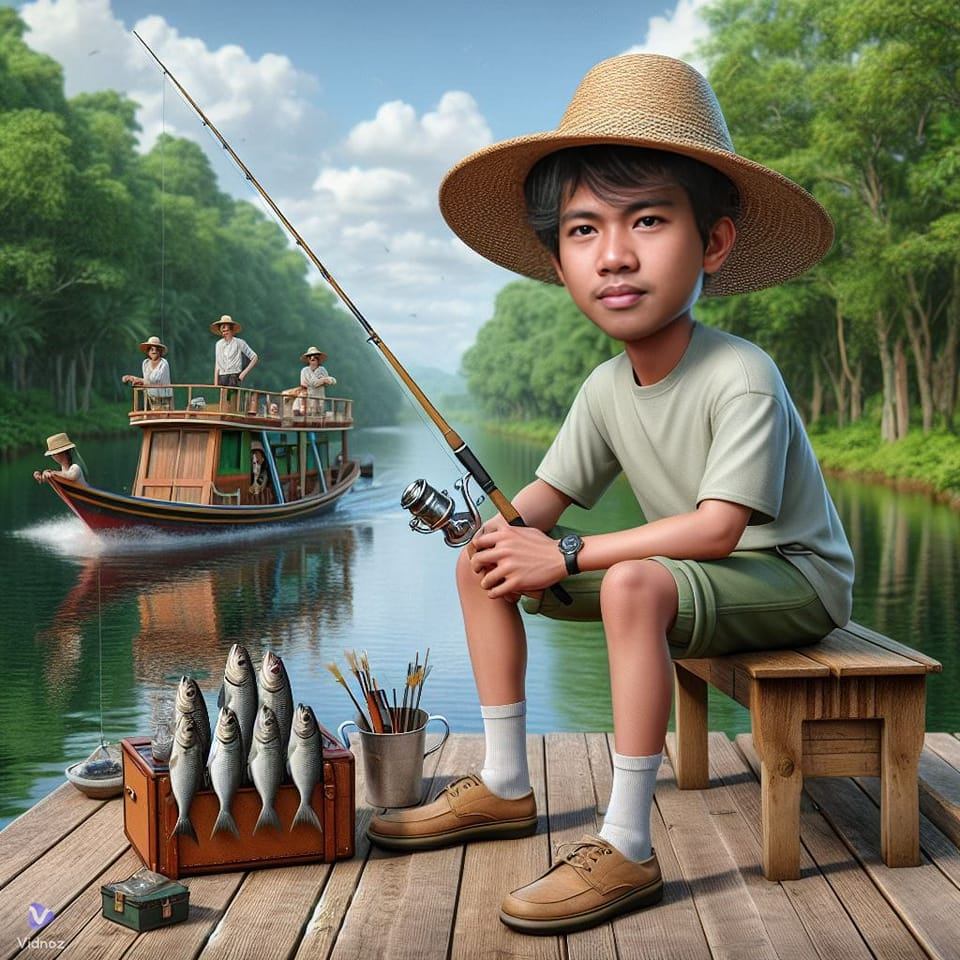 setting an umbrella-style fish trap near a fish farm | Widi R
