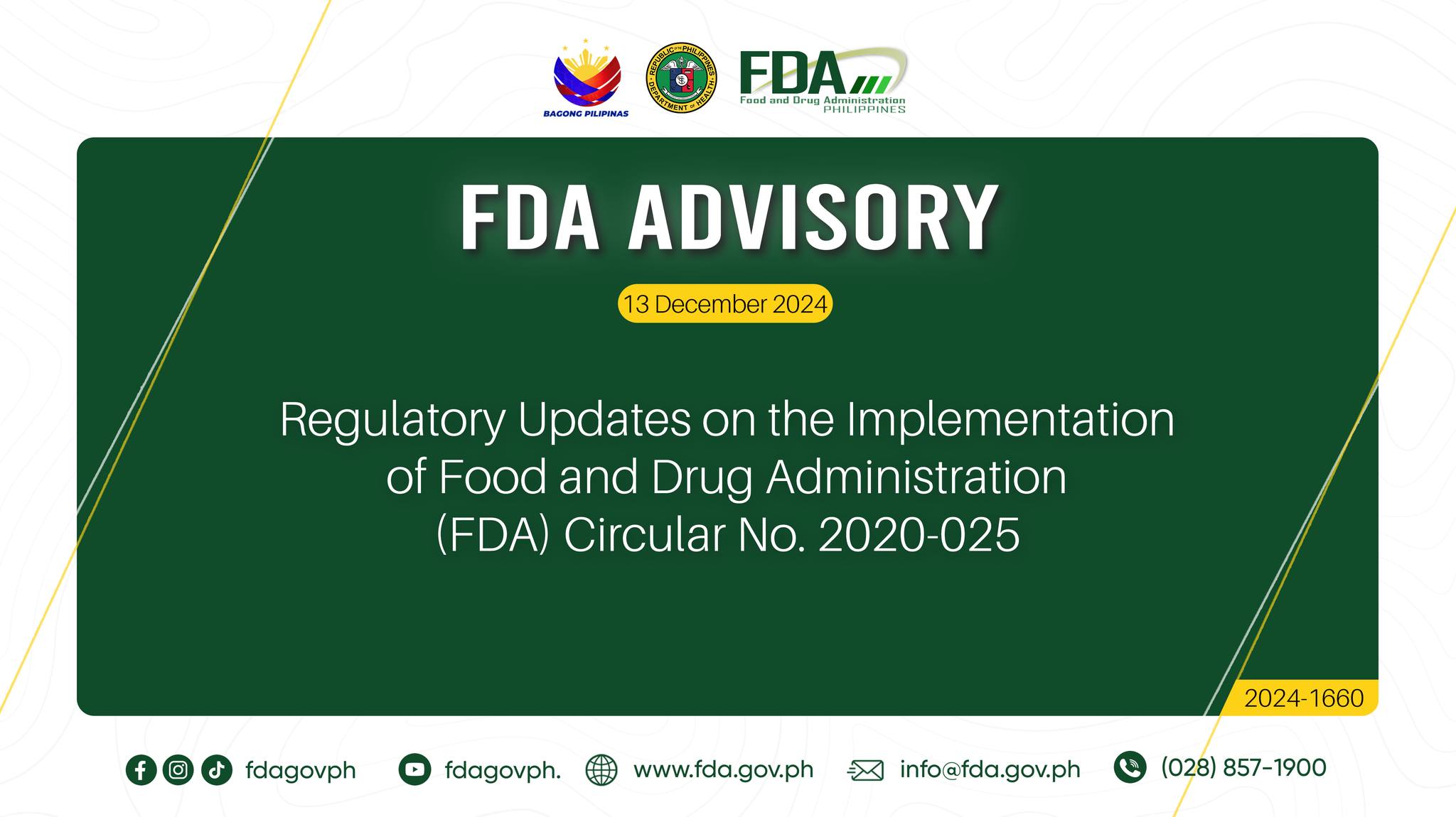 Fda - 📣ANNOUNCEMENT 📣 ***FDA Advisory No.2024-1660 || Regulatory ...