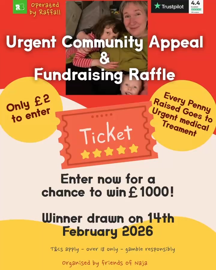 Urgent Appeal & £1000 RAFFLE DRAW