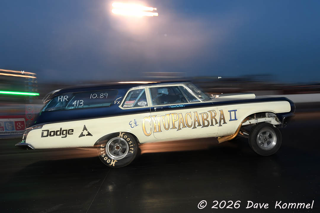Pat McInnis in the “El Chupacabra II” altered wheelbase '64 Dodge