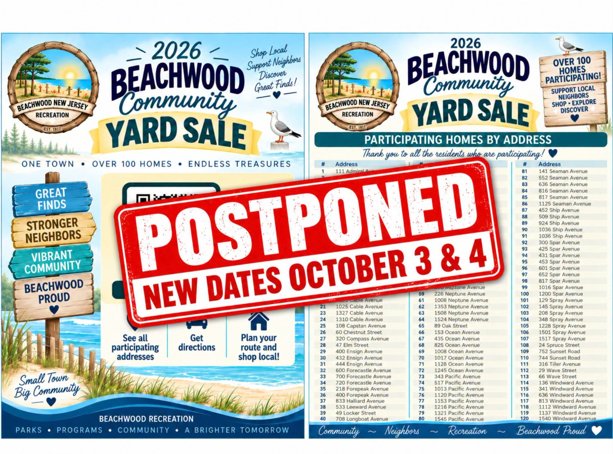 Beachwood Community Yard Sale postponed to October 3-4