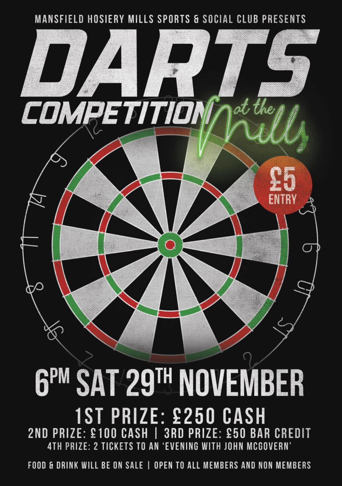 Mansfield - *Saturday 29th November @ The Mills - Darts Competition ...