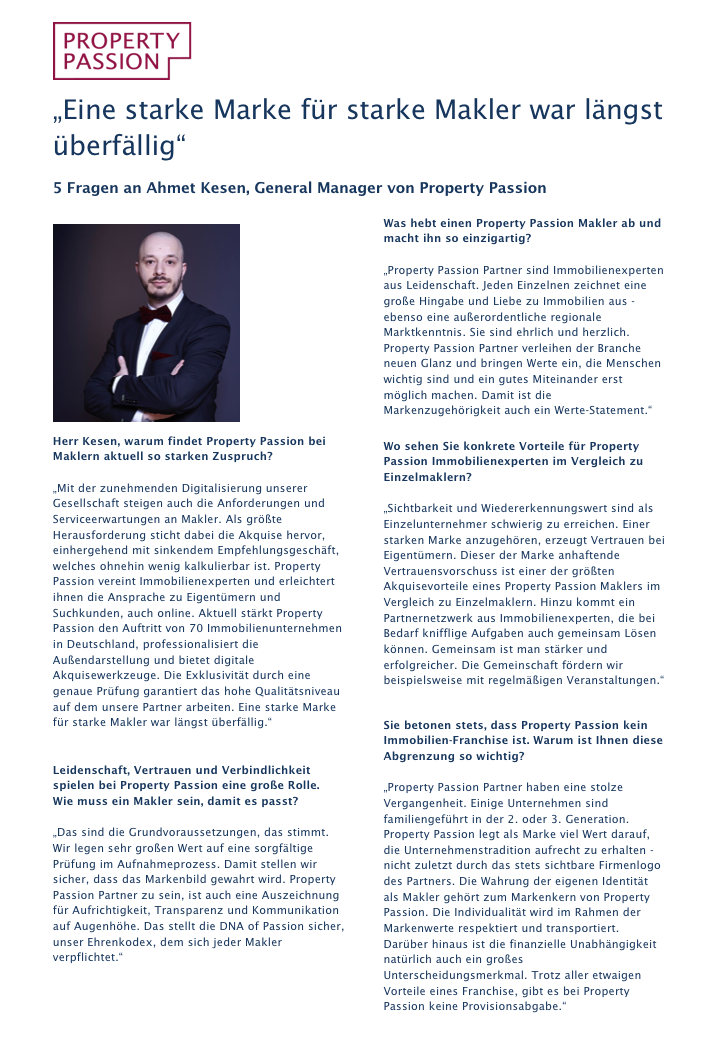 Funf Fragen An Ahmet Kesen General Hs Immobilienberatung