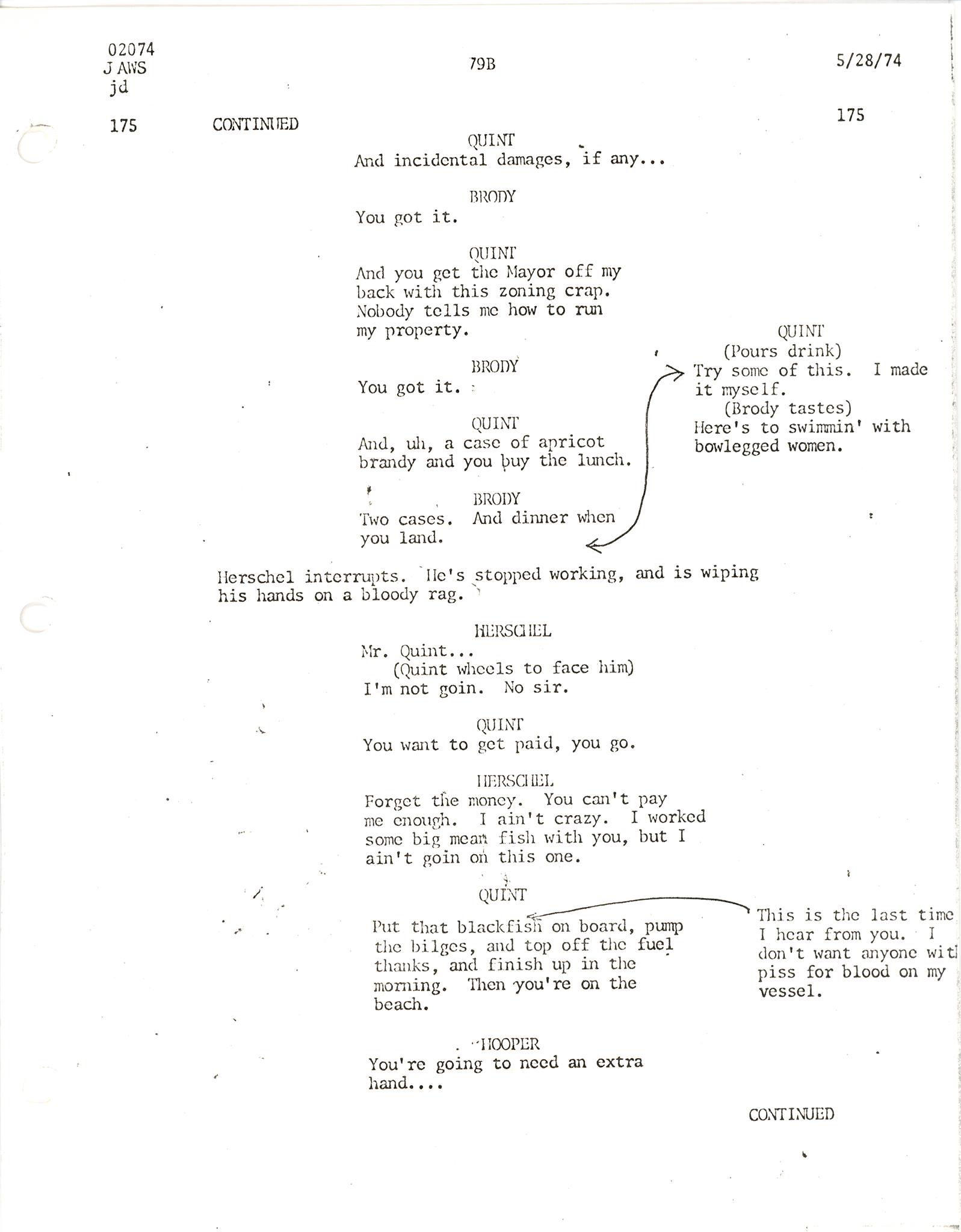 Jaws Collector - I purchased Bill Butler's 1974 set script...