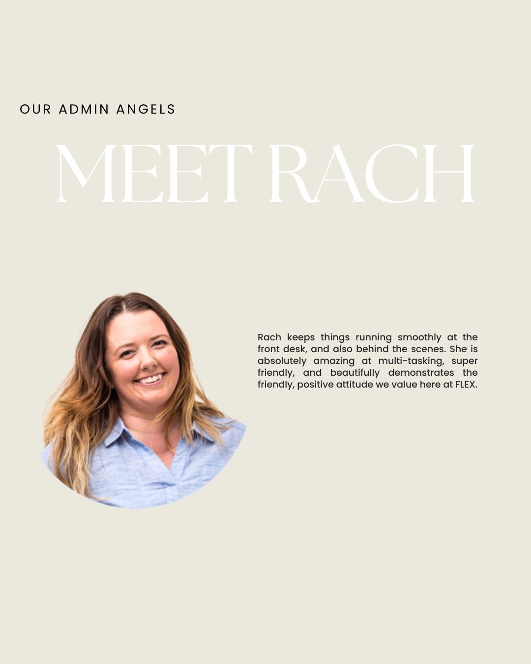FLEX - Meet the team... ☺️ Rach, Admin Angel. Rach keeps things running ...