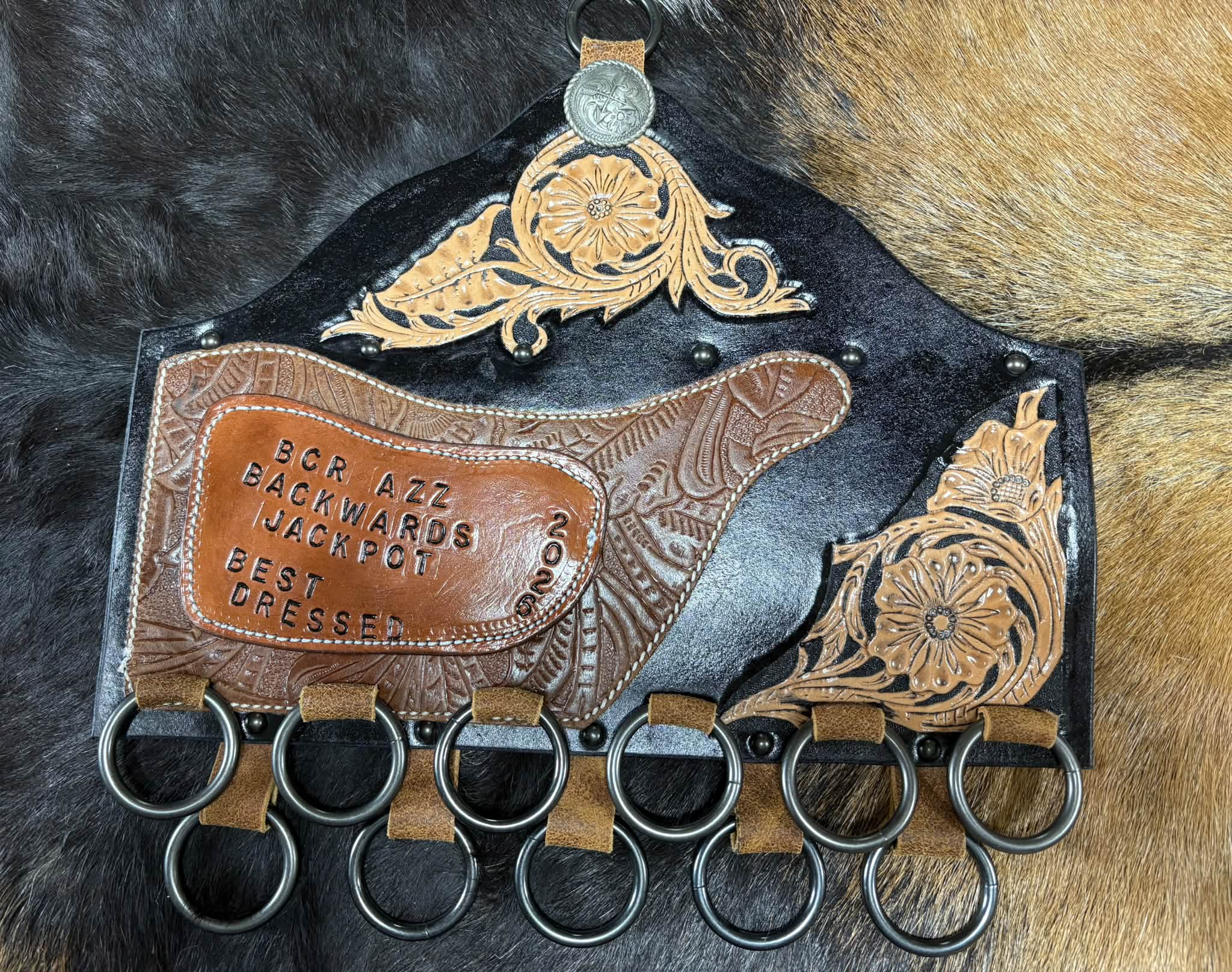 Custom leather awards for BCR AZZ Backwards Jackpot 2026