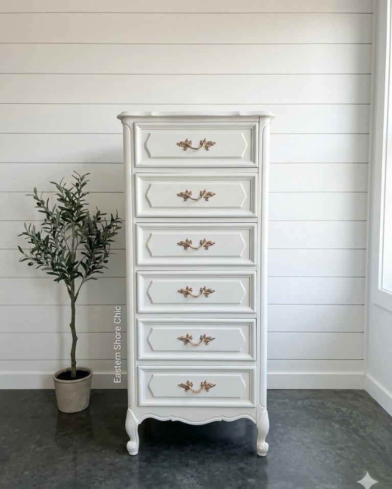 This stunning, solid wood French Provincial chest by Henry Link