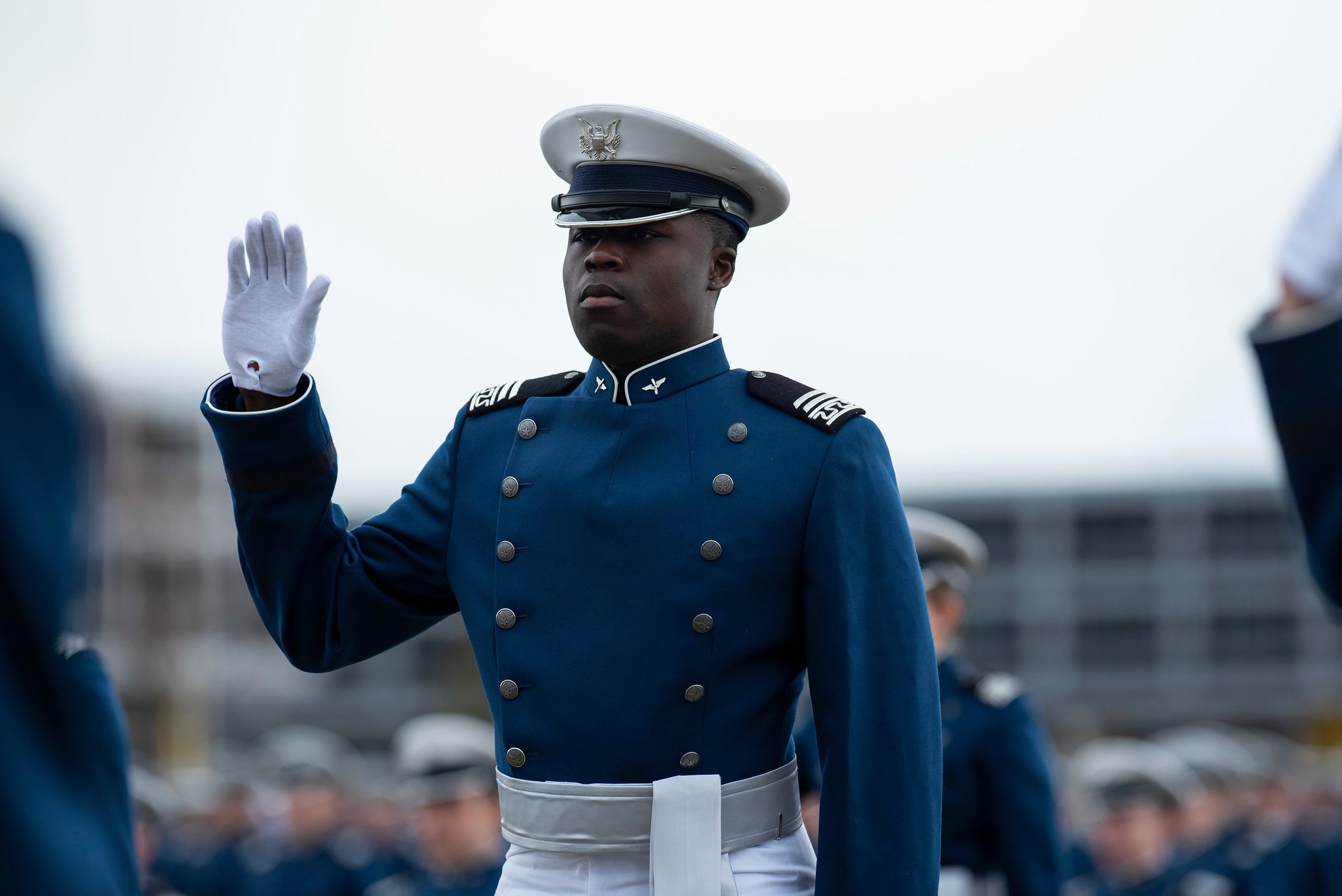 Space Force recruits marching. This is on their way to their graduation in their service dress uniforms. #army #Navy #airforce #marines #vetradiosyndicate #spaceforce #cadets #recruits #basictraining