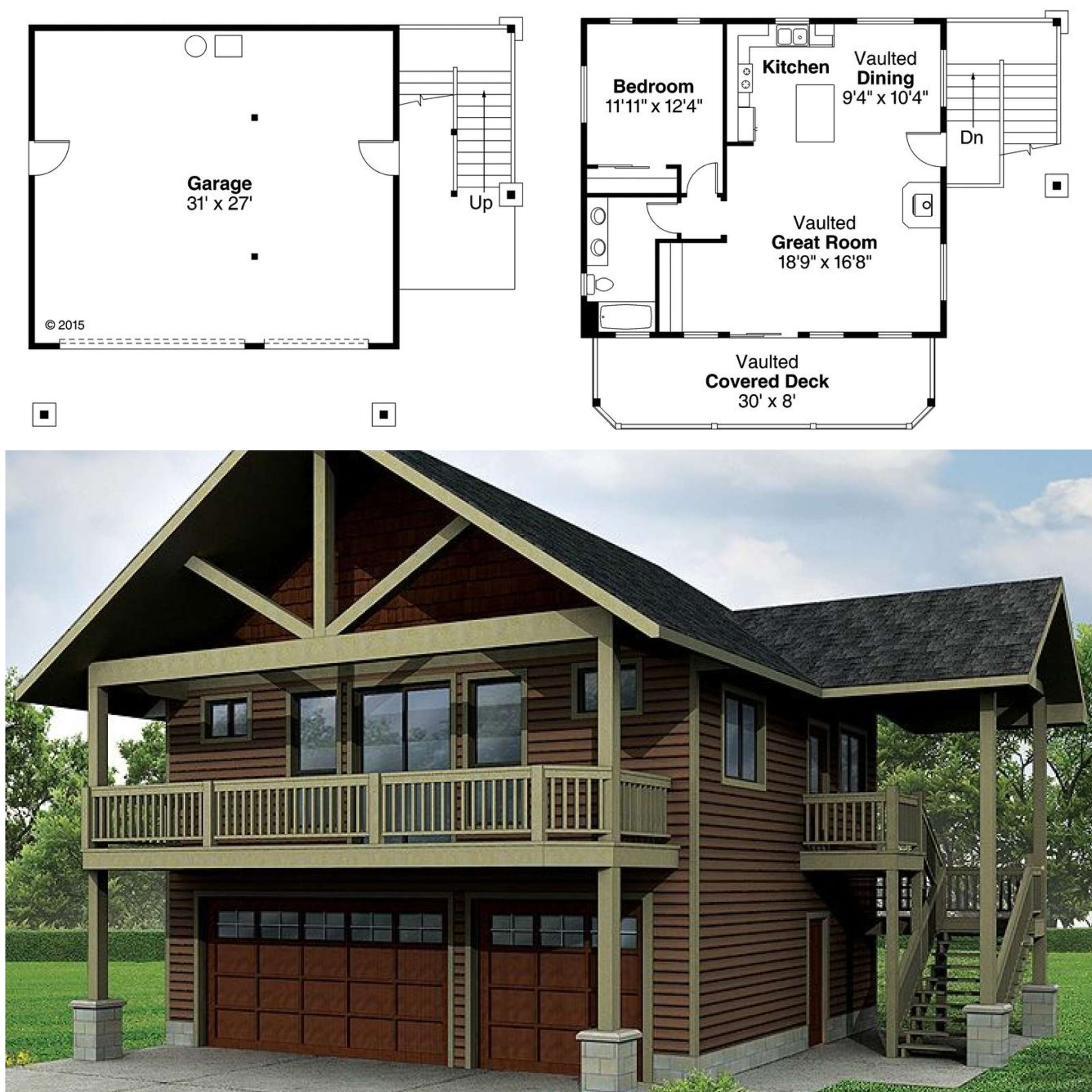 Jerry's - A rustic two-story garage apartment with craftsman-style ...
