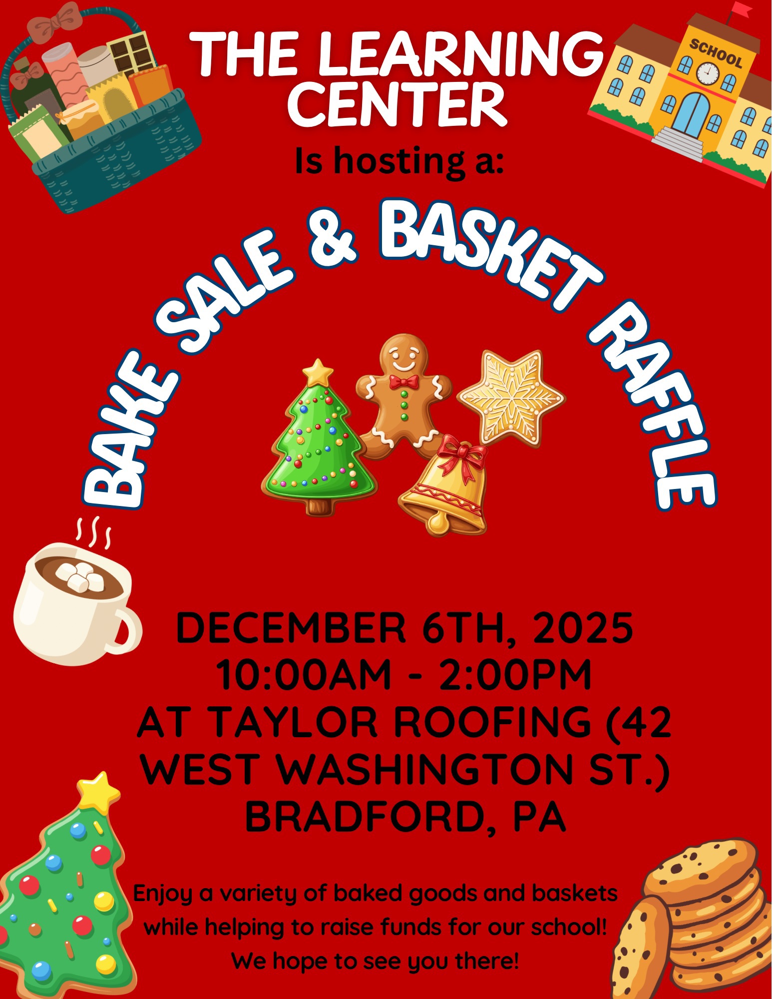 TLC bake sale and basket raffle